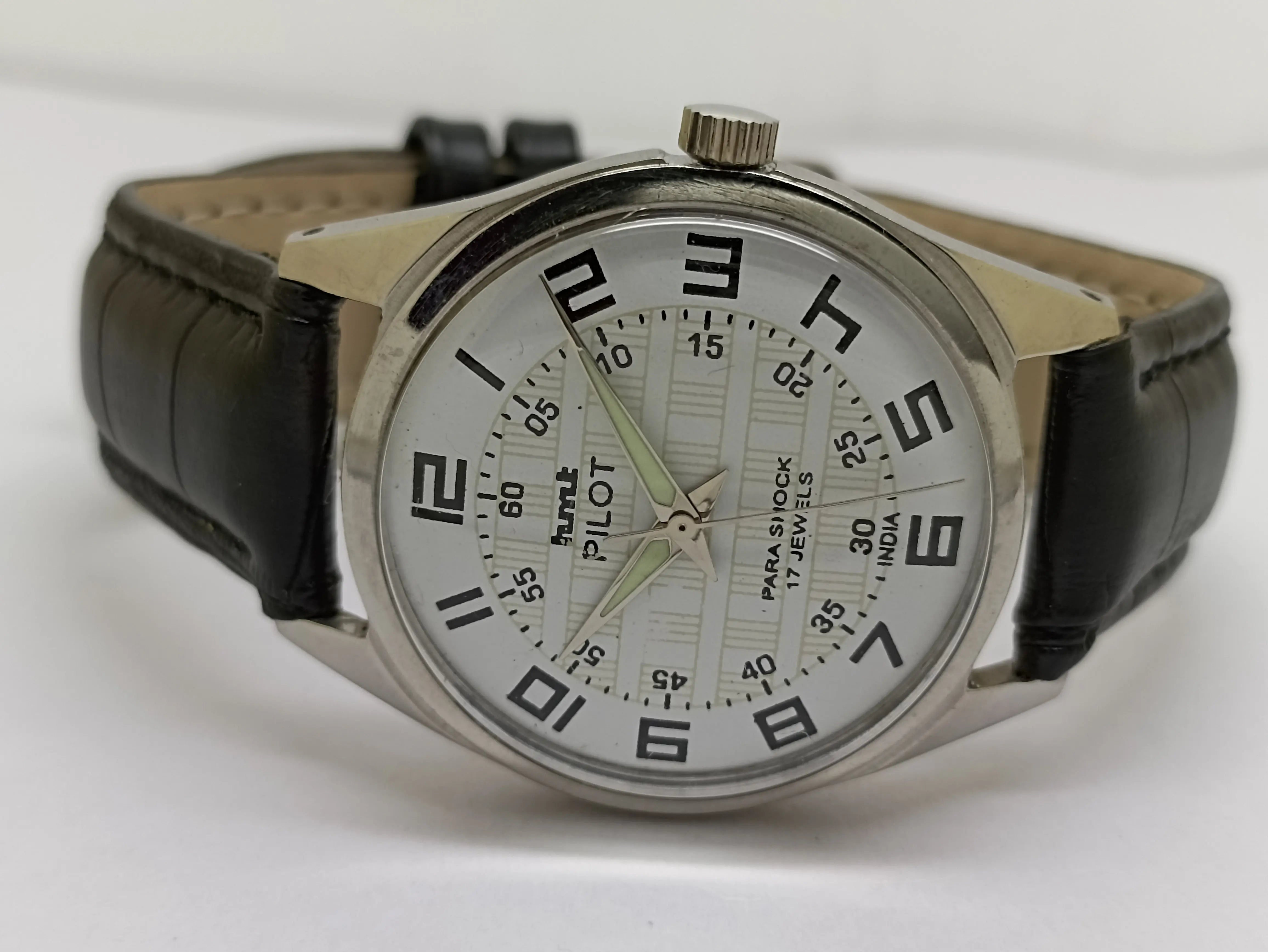 Hmt Pilot Mechanical Handwinding Movement stainless Steel Para Shock 17 Jewels Analog Dial Wrist Watch For Men National Watches