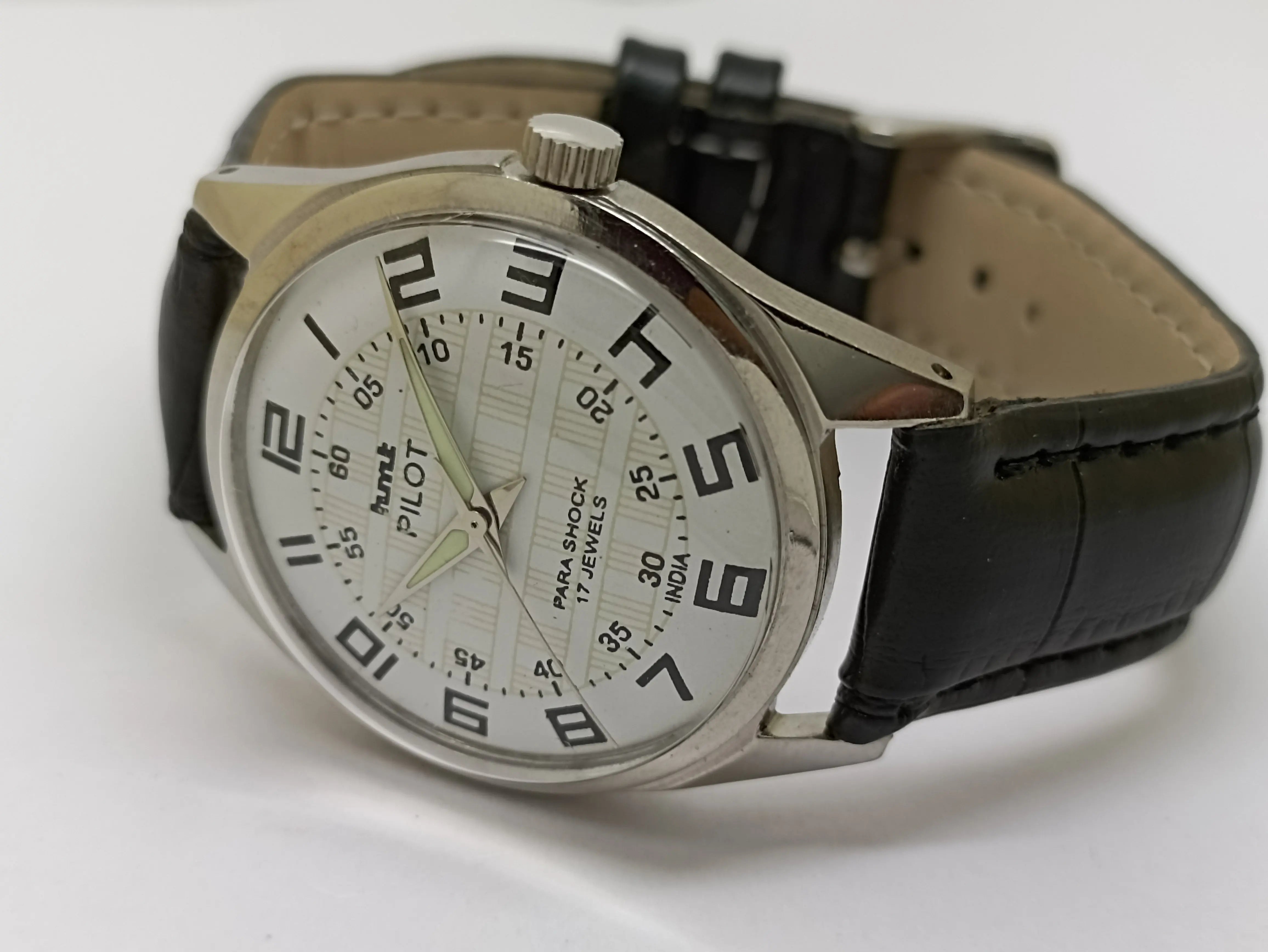 Hmt Pilot Mechanical Handwinding Movement stainless Steel Para Shock 17 Jewels Analog Dial Wrist Watch For Men National Watches