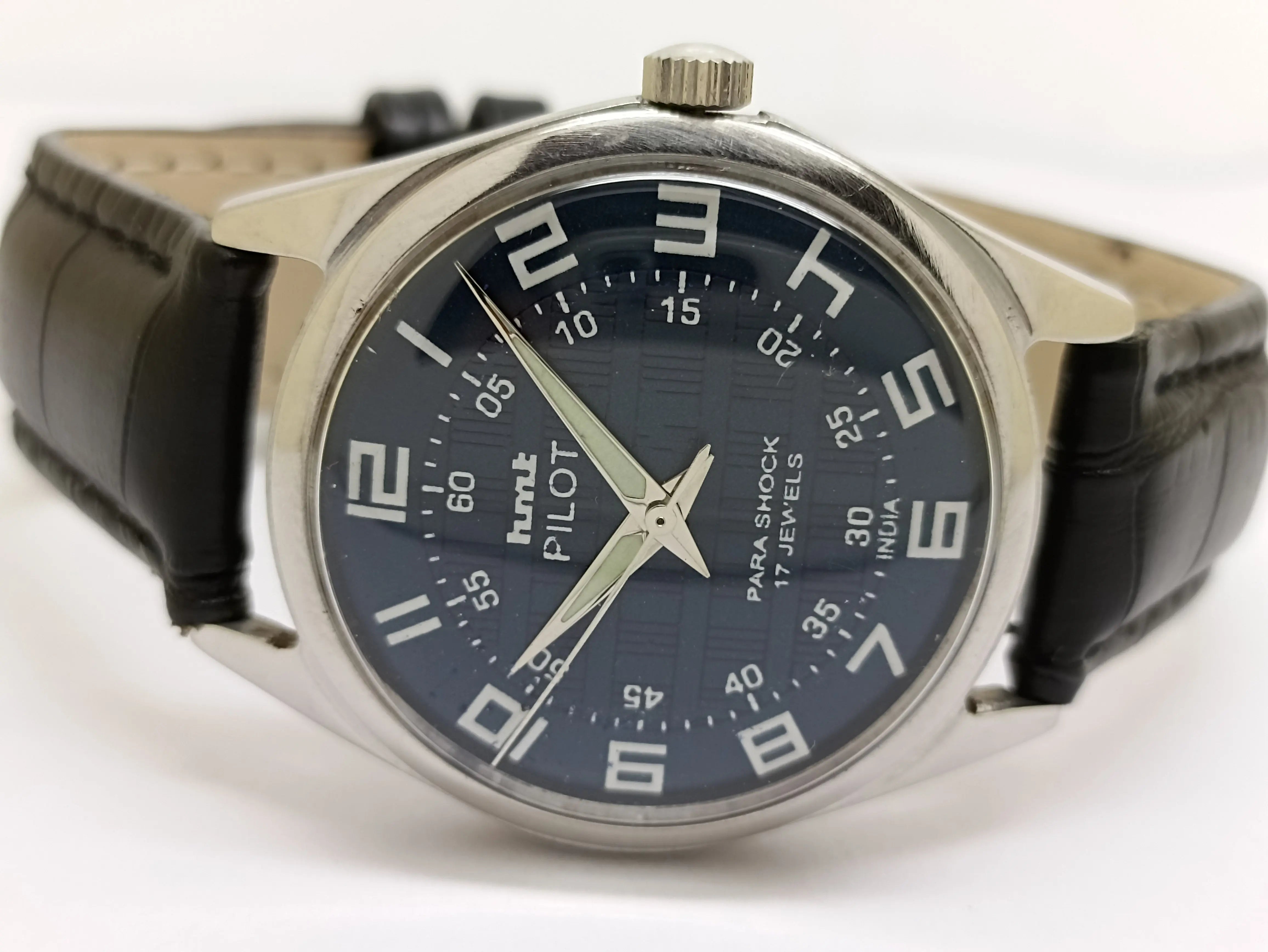 Hmt Pilot Mechanical Handwinding Movement stainless Steel Para Shock 17 Jewels Analog Dial Wrist Watch For Men National Watches