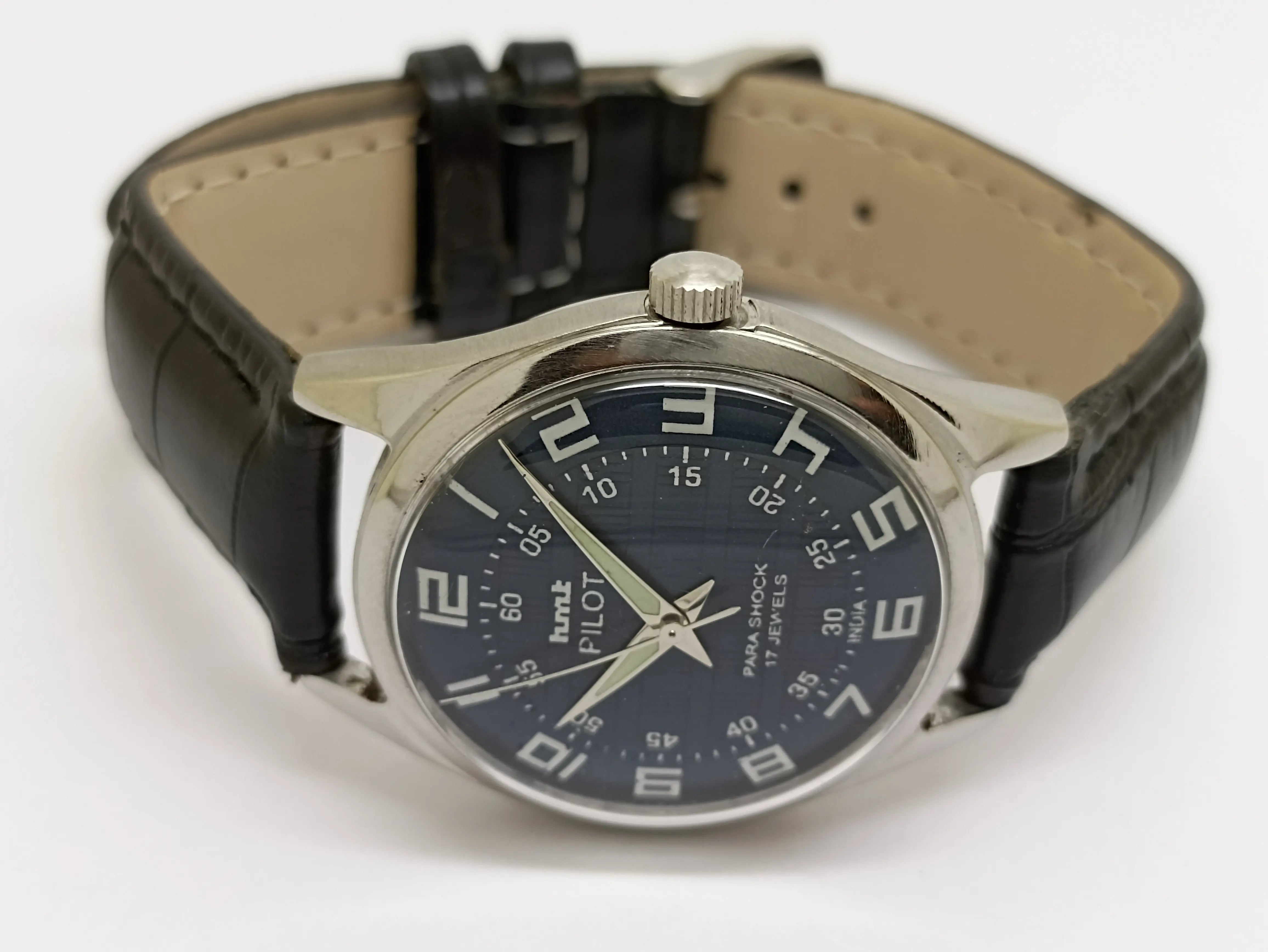 Hmt Pilot Mechanical Handwinding Movement stainless Steel Para Shock 17 Jewels Analog Dial Wrist Watch For Men National Watches