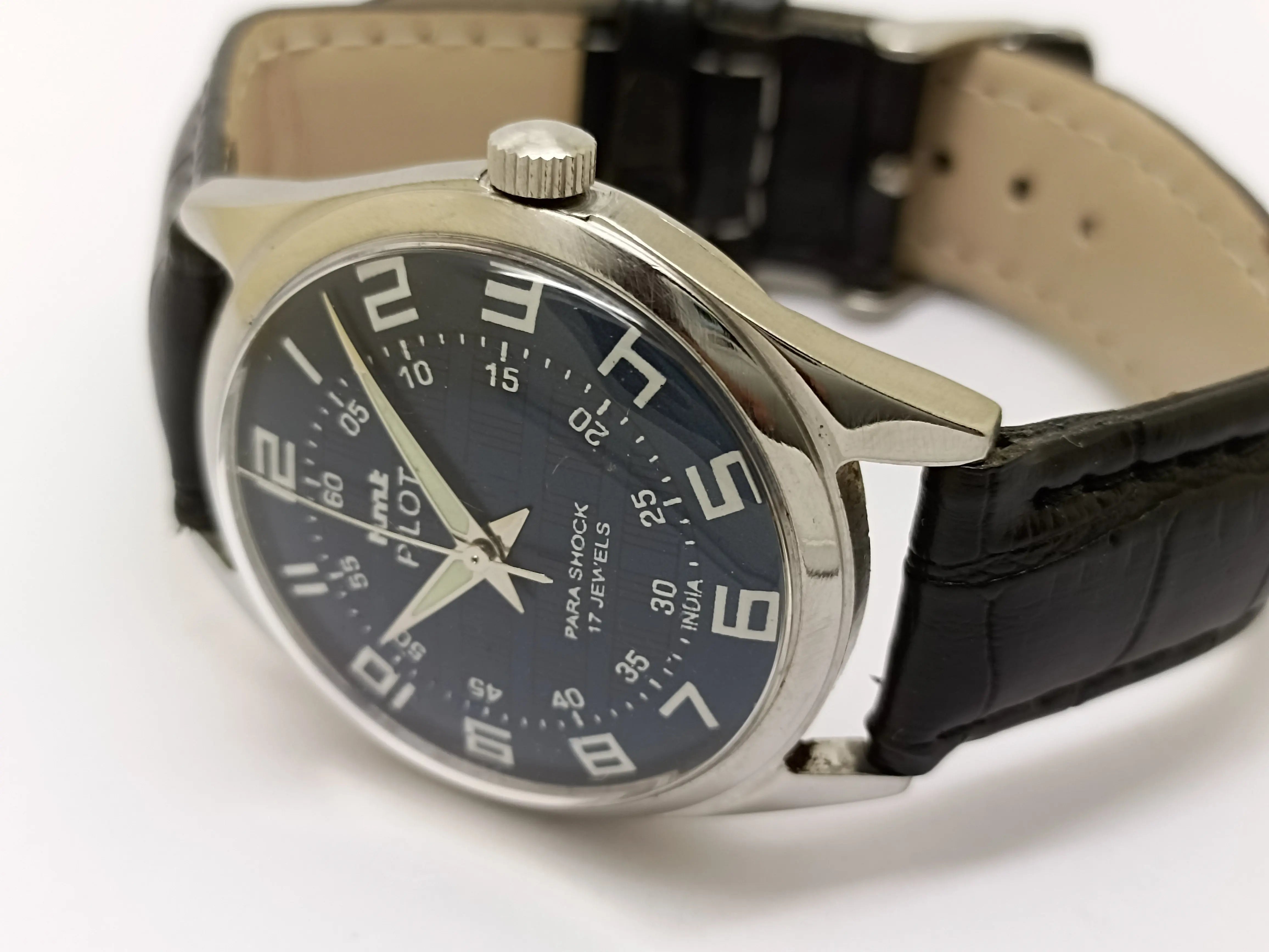 Hmt Pilot Mechanical Handwinding Movement stainless Steel Para Shock 17 Jewels Analog Dial Wrist Watch For Men National Watches