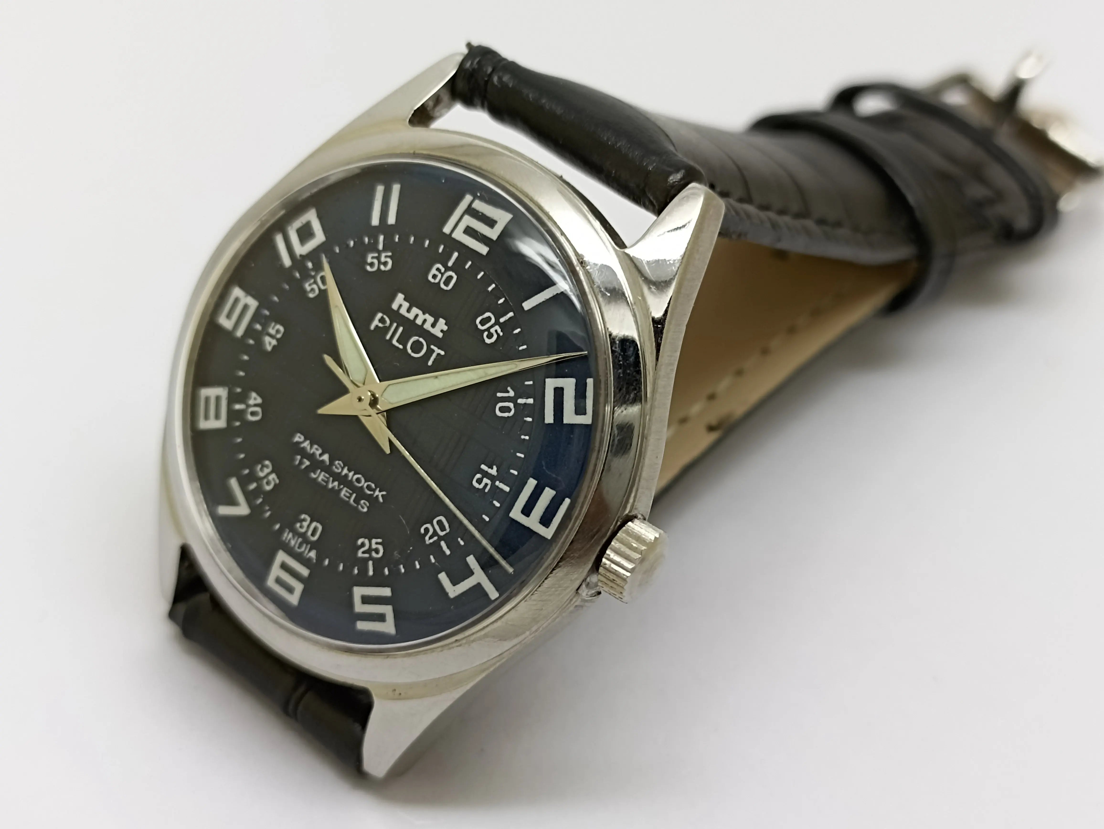 Hmt Pilot Mechanical Handwinding Movement stainless Steel Para Shock 17 Jewels Analog Dial Wrist Watch For Men National Watches