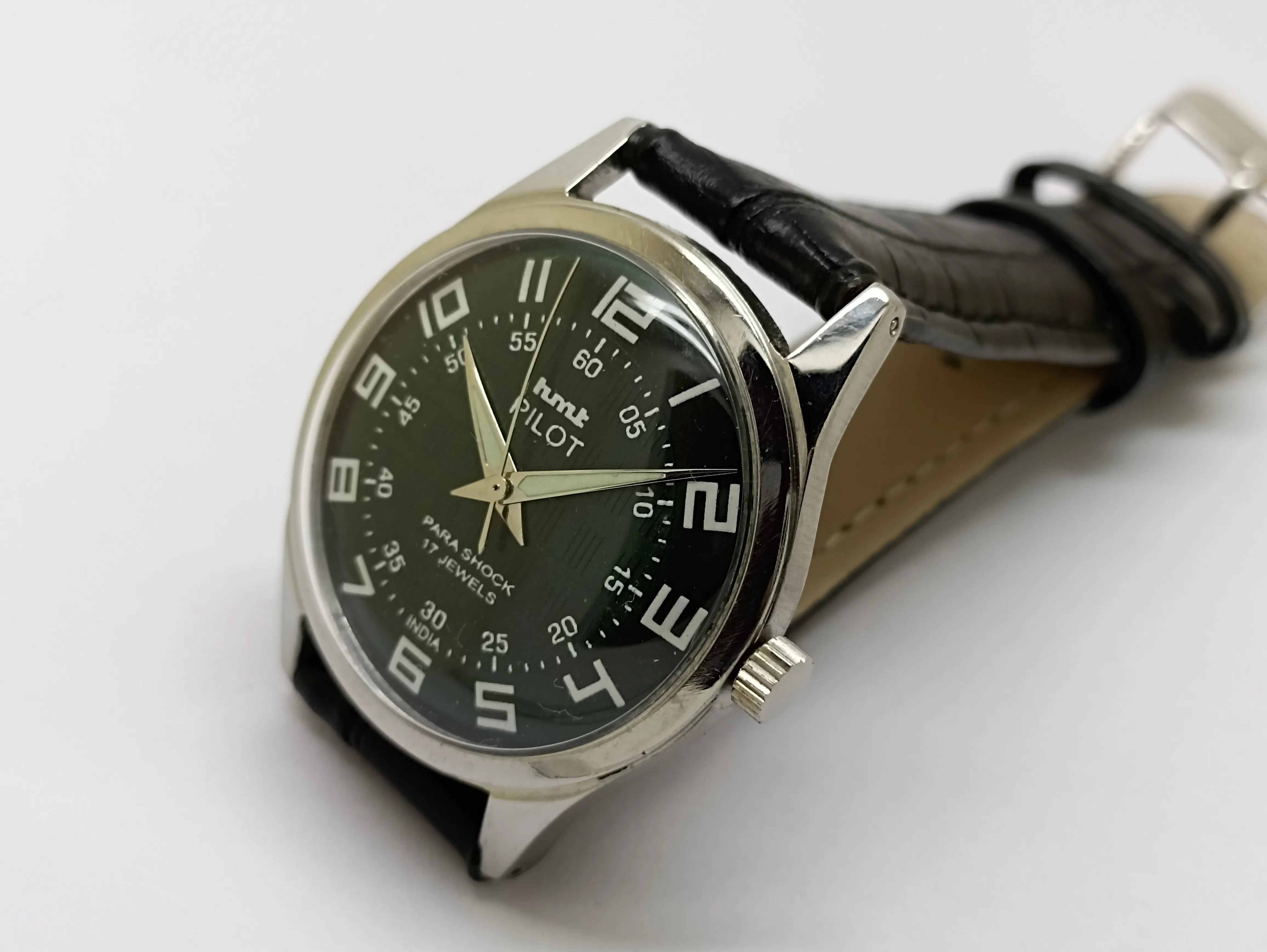 Hmt Pilot Mechanical Handwinding Movement stainless Steel Para Shock 17 Jewels Analog Dial Wrist Watch For Men National Watches