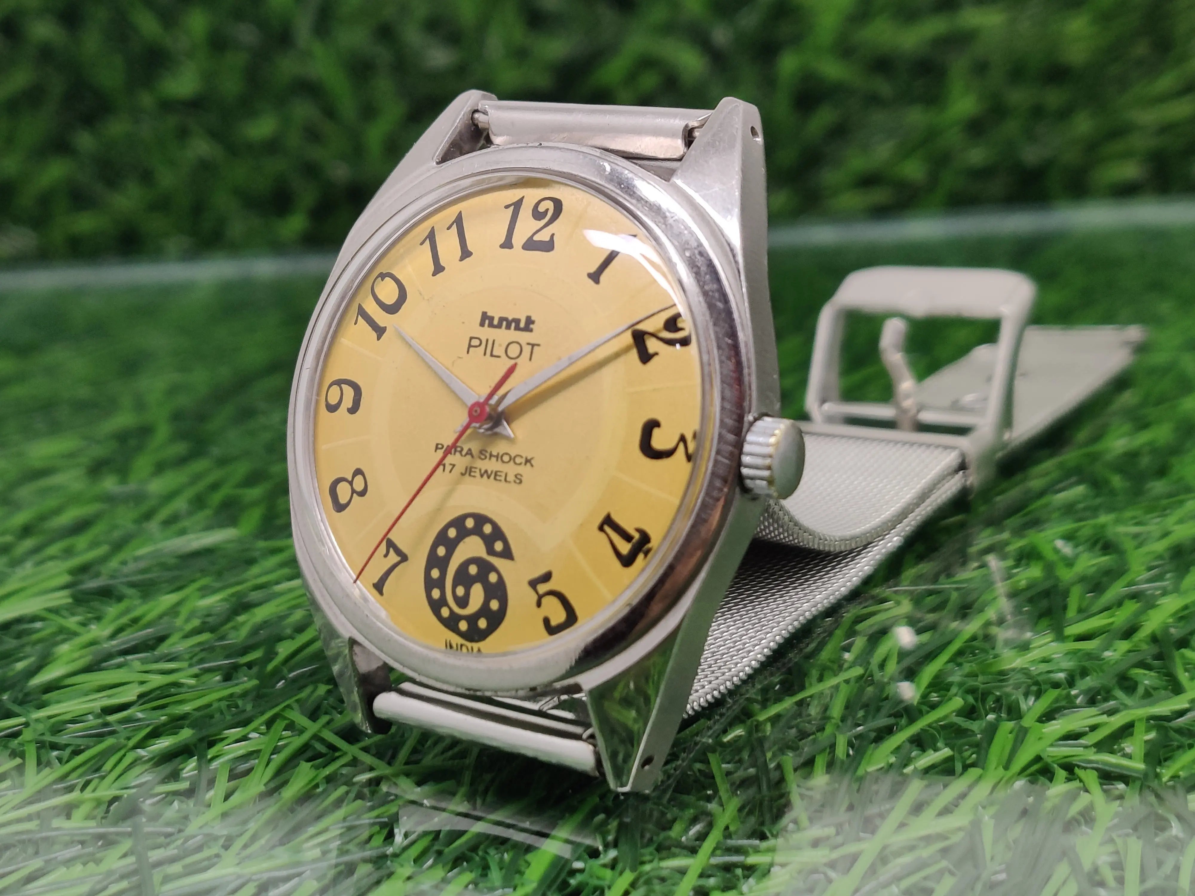 Hmt Pilot Mechanical Handwinding Movement stainless Steel Para Shock 17 Jewels Analog Dial Wrist Watch For Men National Watches