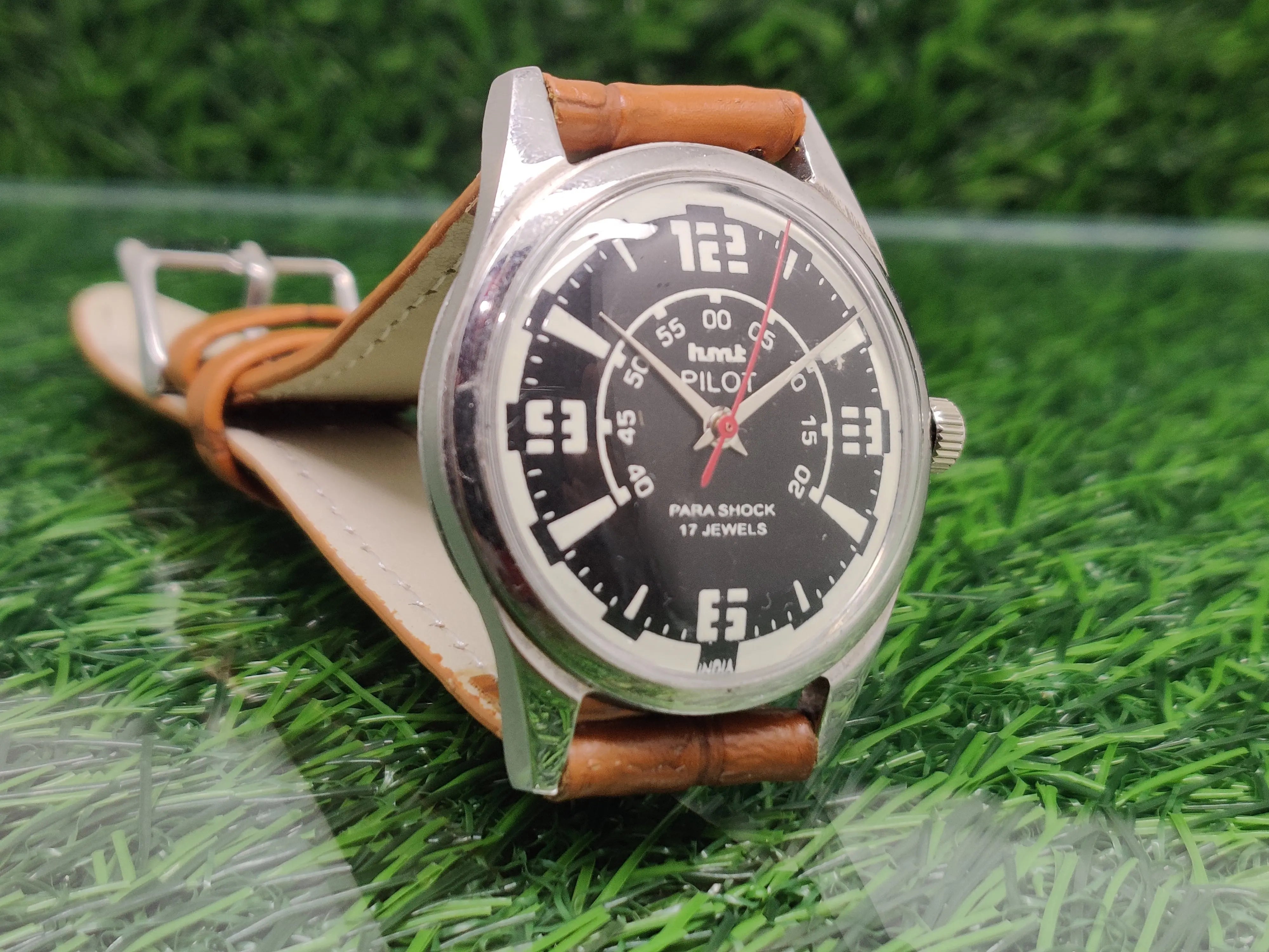 Hmt Pilot Mechanical Handwinding Movement leather Jewels Analog Dial Wrist Watch For Me National Watches