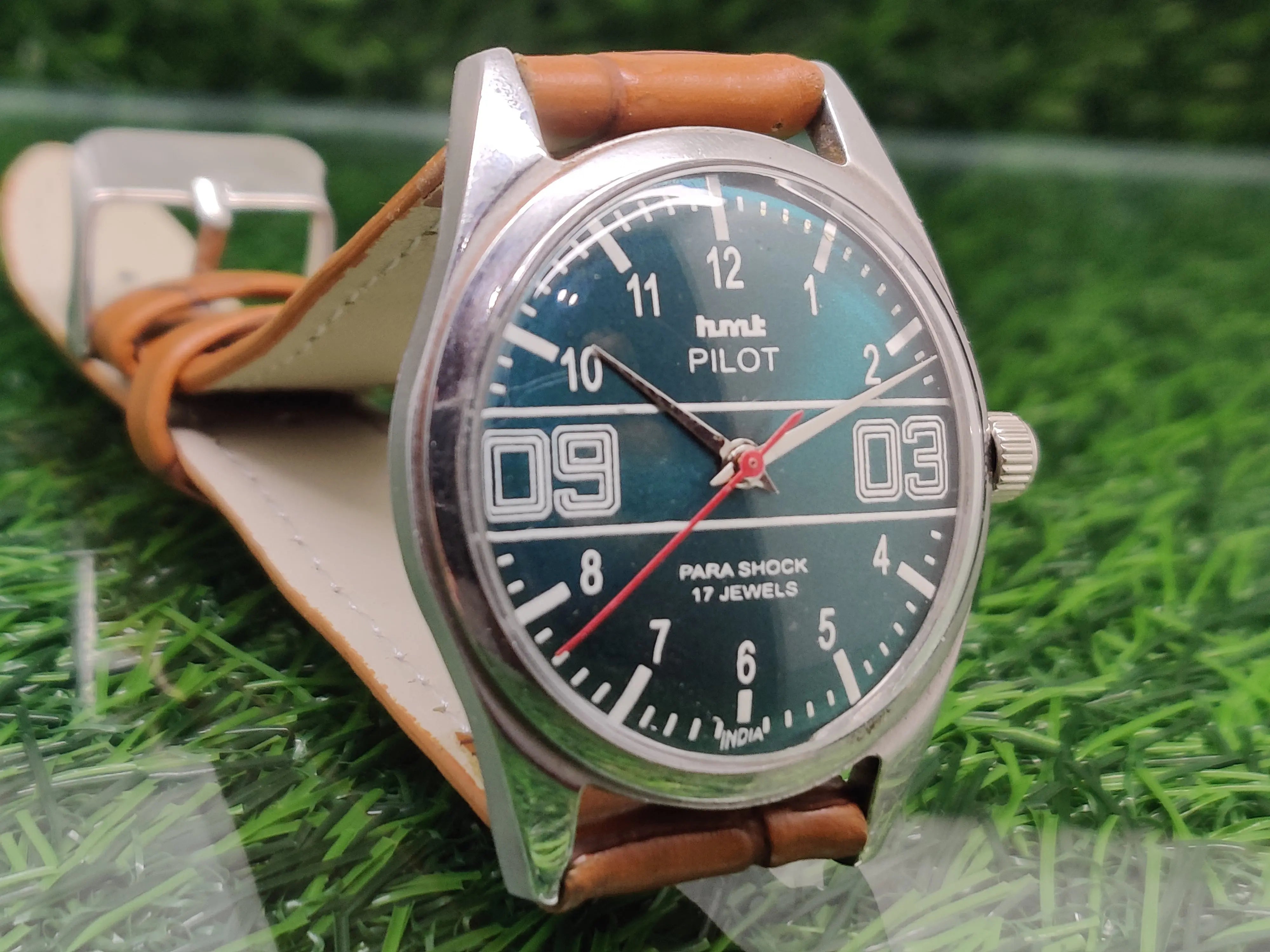 Hmt Pilot Mechanical Handwinding Movement leather Jewels Analog Dial Wrist Watch For Me National Watches