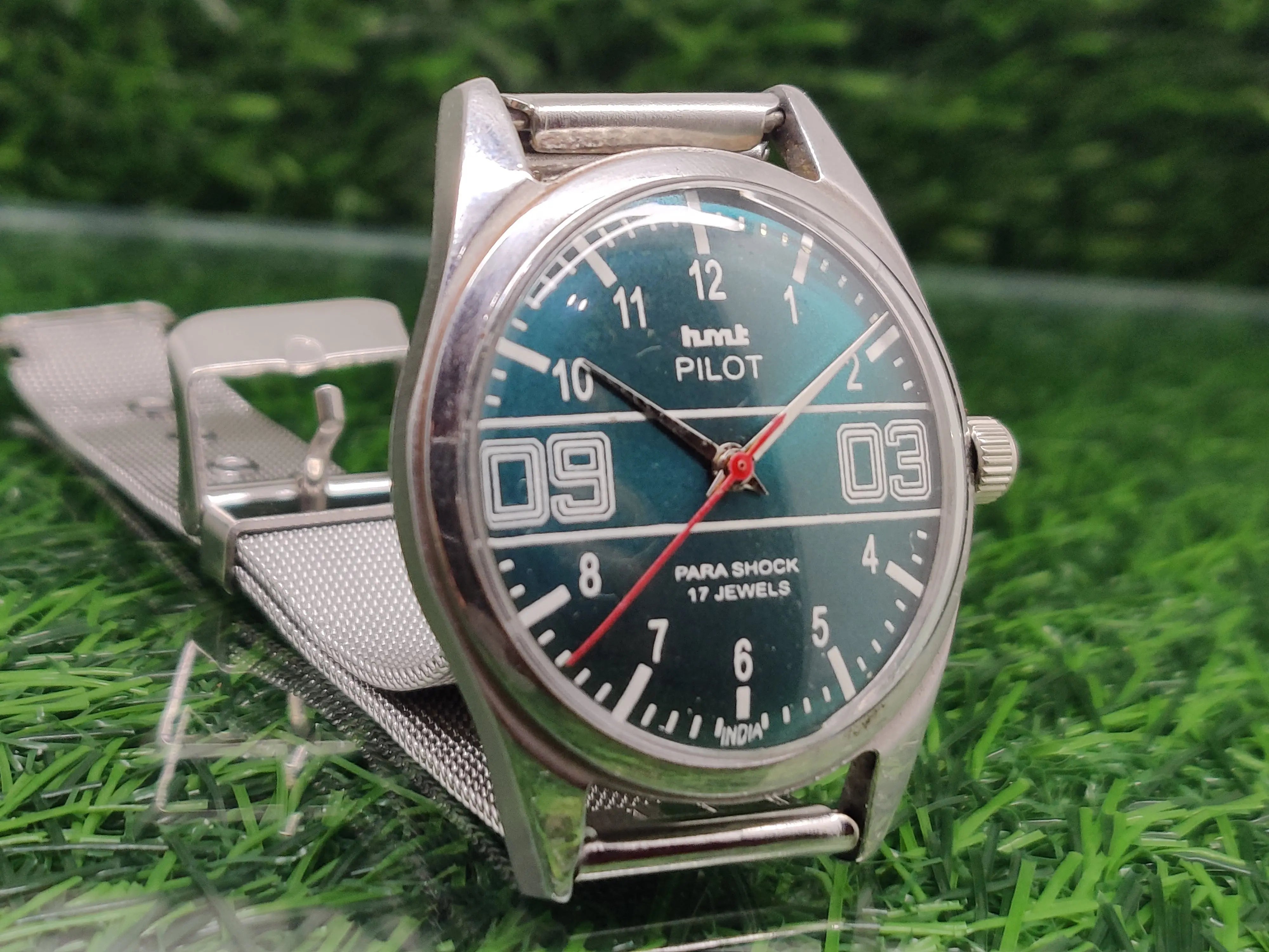Hmt Pilot Mechanical Handwinding Movement stainless Steel Para Shock 17 Jewels Analog Dial Wrist Watch For Men National Watches