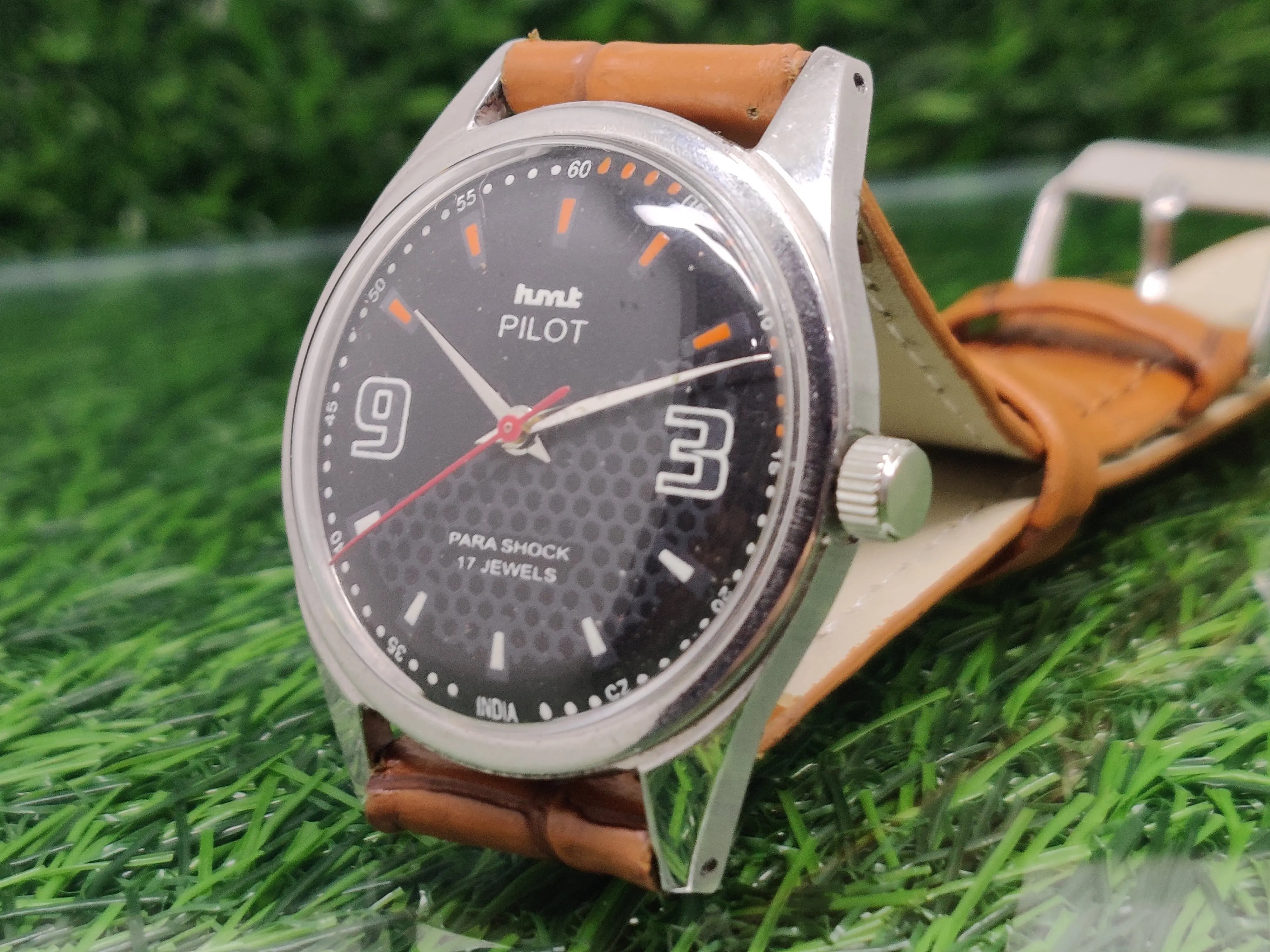 Hmt Pilot Mechanical Handwinding Movement leather Jewels Analog Dial Wrist Watch For Me National Watches