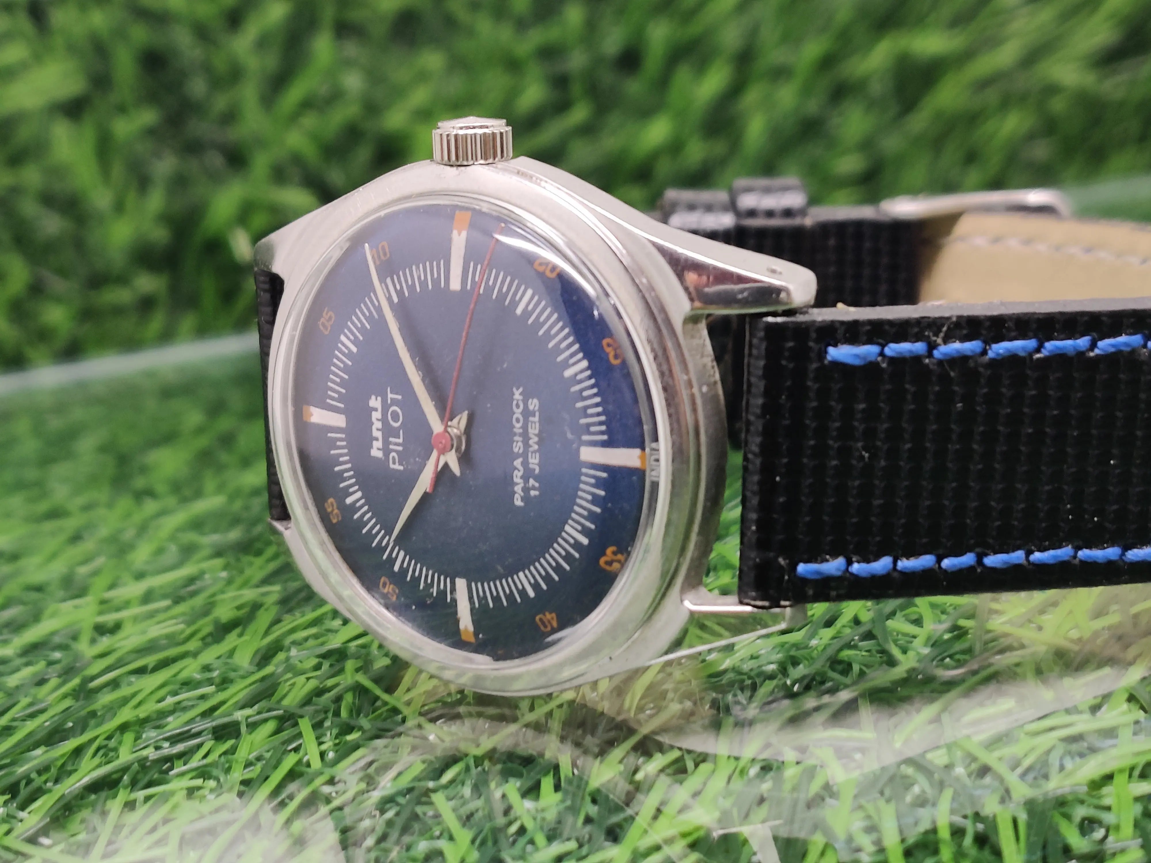 Hmt Pilot Mechanical Handwinding Movement leather Jewels Analog Dial Wrist Watch For Me National Watches