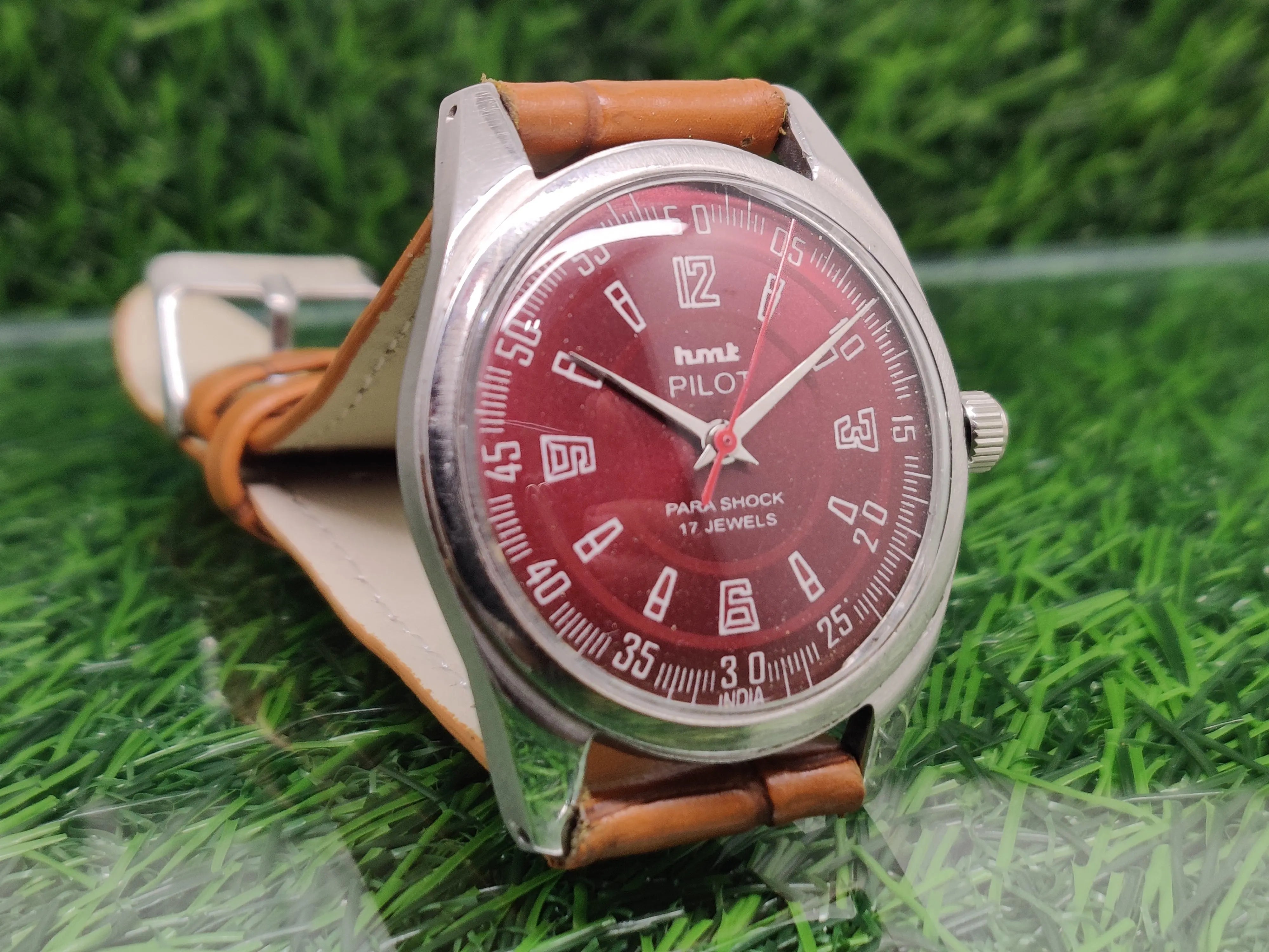 Hmt Pilot Mechanical Handwinding Movement leather Jewels Analog Dial Wrist Watch For Me National Watches