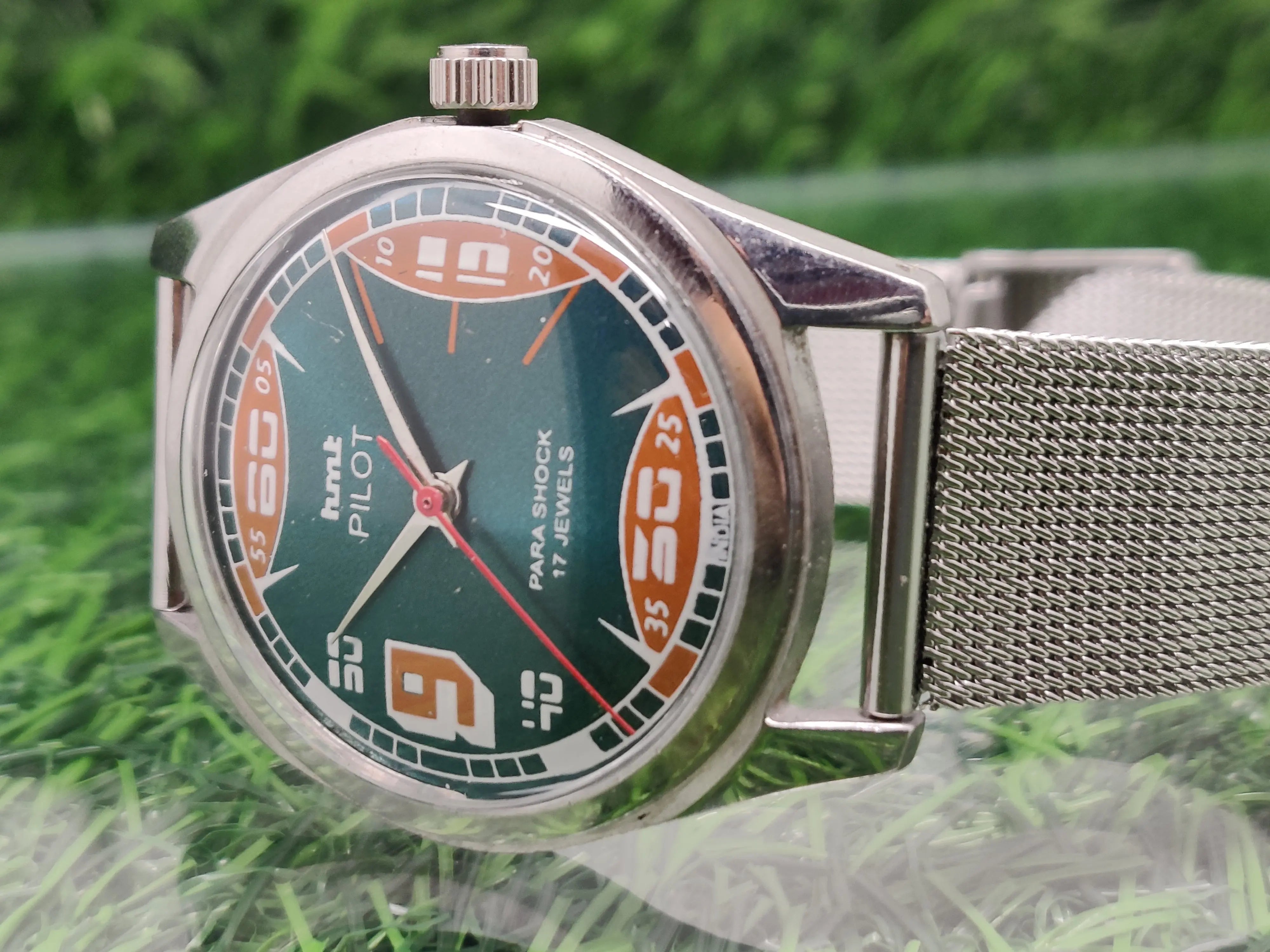 Hmt Pilot Mechanical Handwinding Movement stainless Steel Para Shock 17 Jewels Analog Dial Wrist Watch For Men National Watches