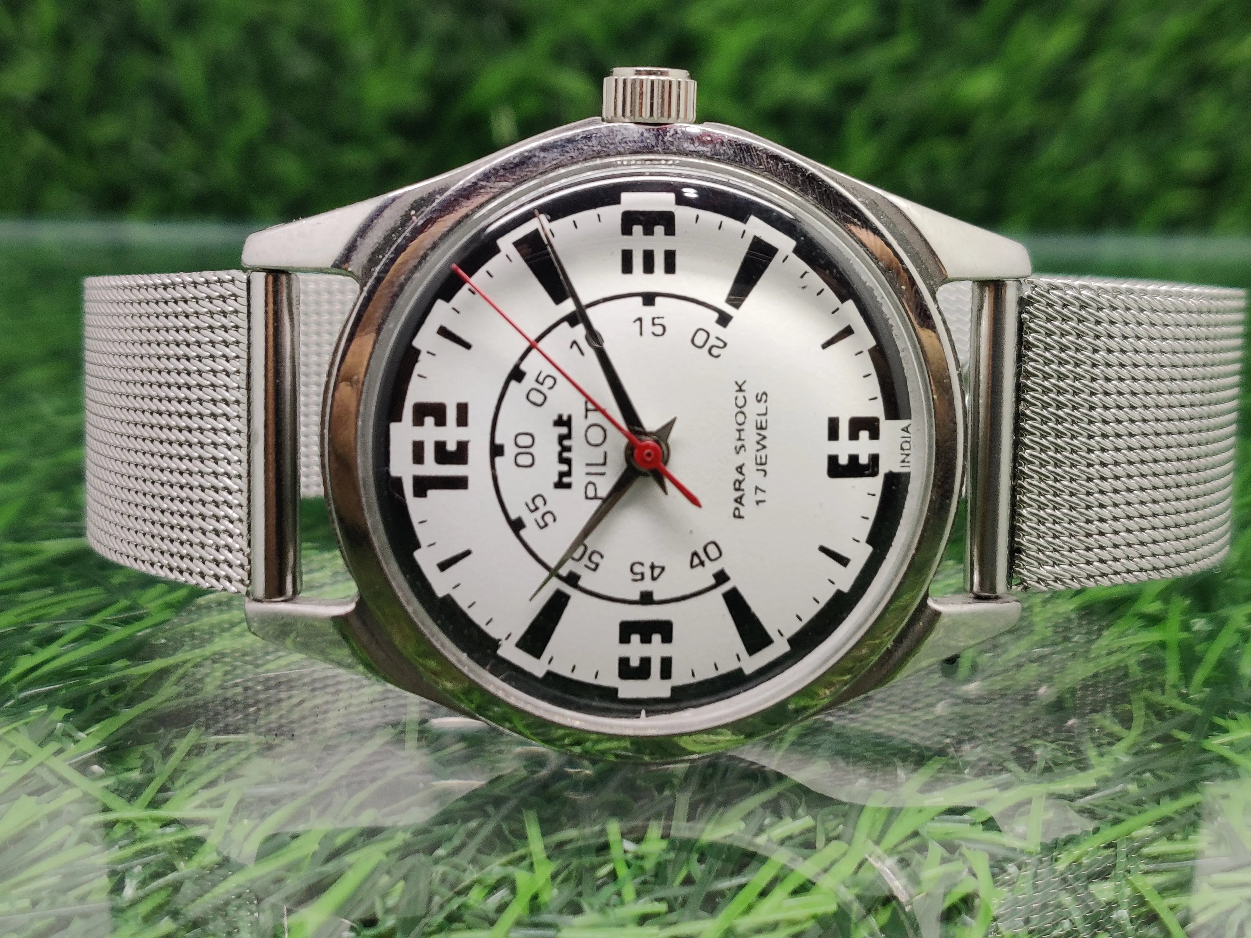 Hmt Pilot Mechanical Handwinding Movement stainless Steel Para Shock 17 Jewels Analog Dial Wrist Watch For Men National Watches