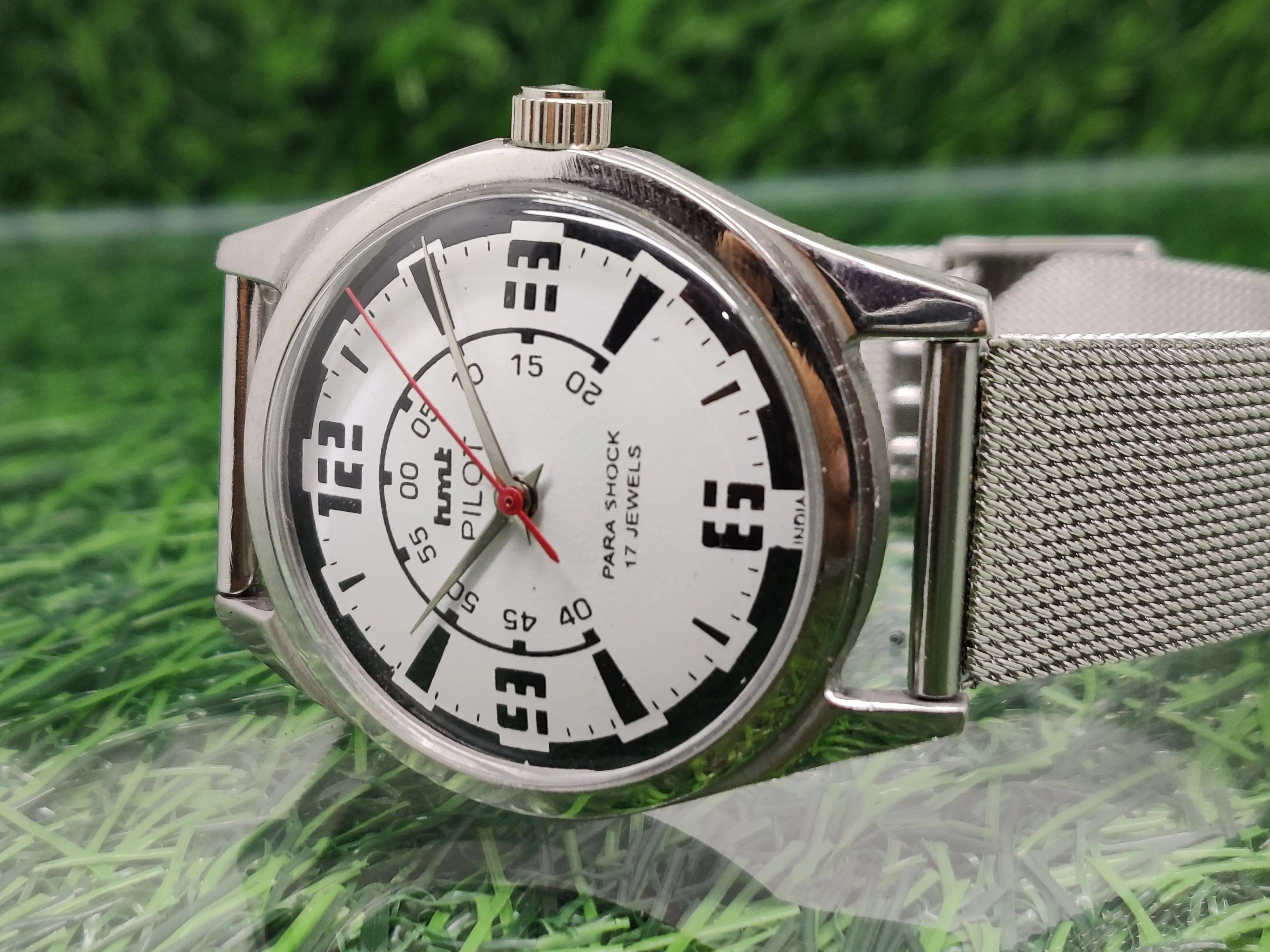 Hmt Pilot Mechanical Handwinding Movement stainless Steel Para Shock 17 Jewels Analog Dial Wrist Watch For Men National Watches