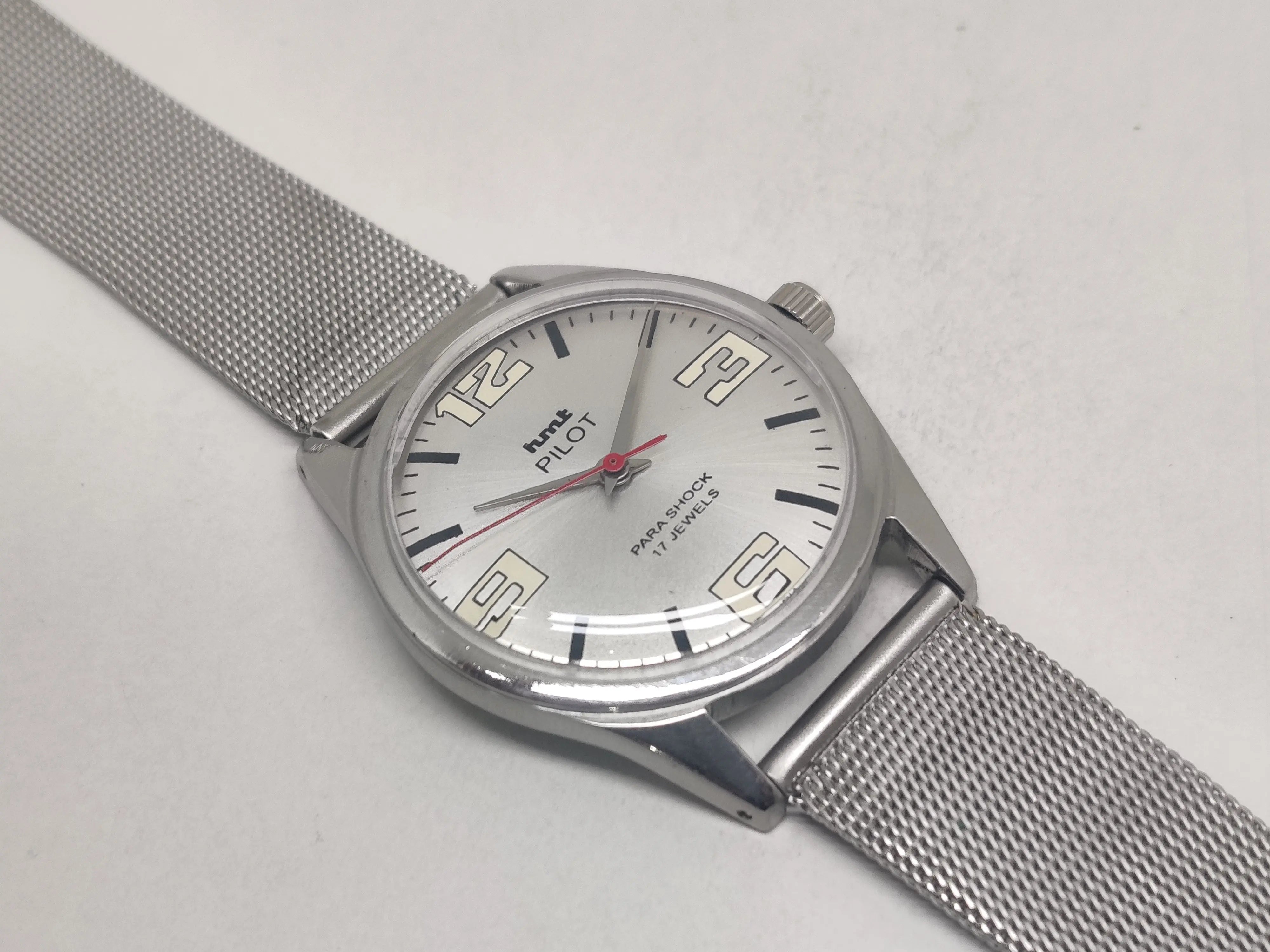 Hmt Pilot Mechanical Handwinding Movement stainless Steel Para Shock 17 Jewels Analog Dial Wrist Watch For Men National Watches