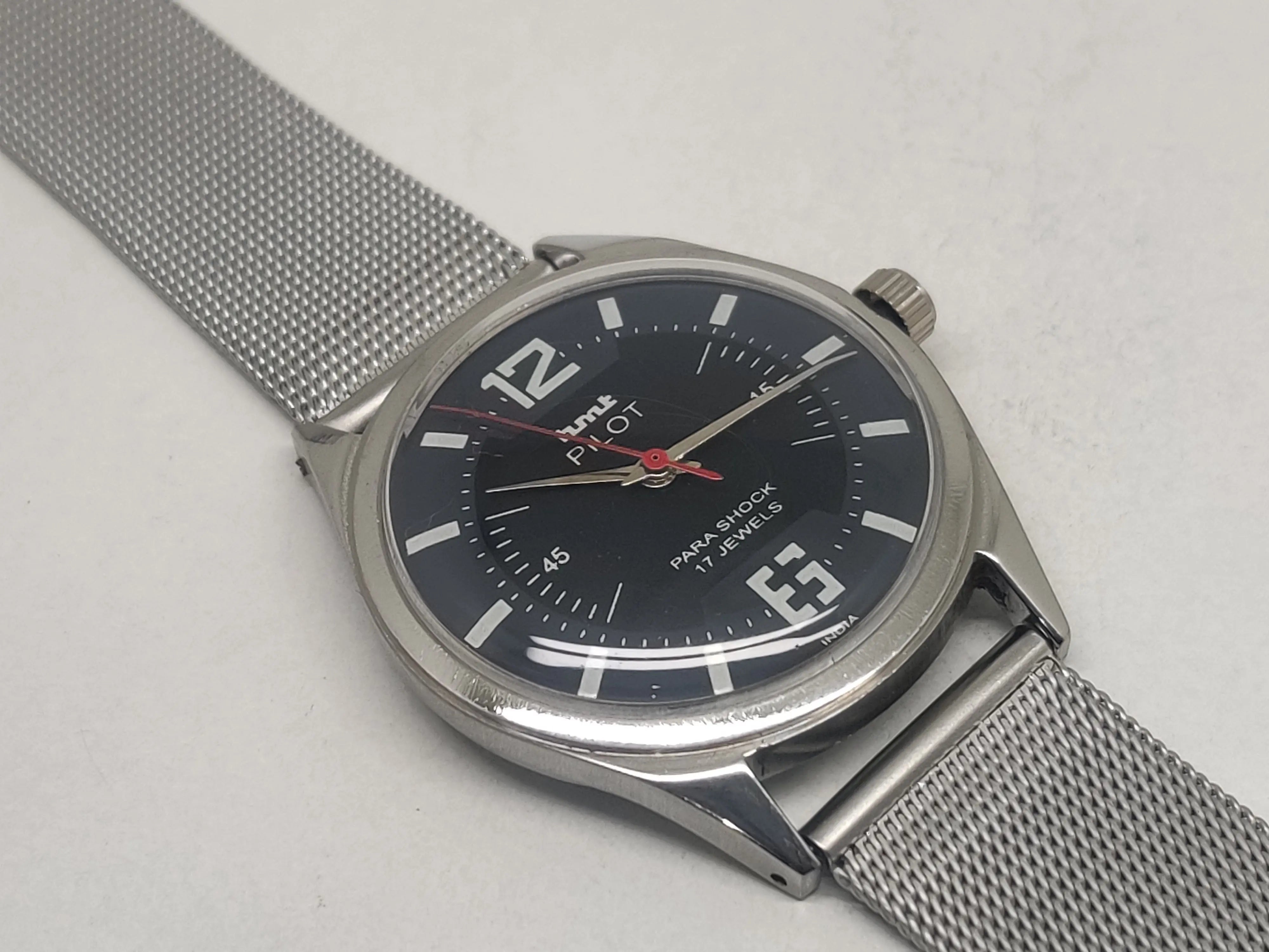 Hmt Pilot Mechanical Handwinding Movement stainless Steel Para Shock 17 Jewels Analog Dial Wrist Watch For Men National Watches
