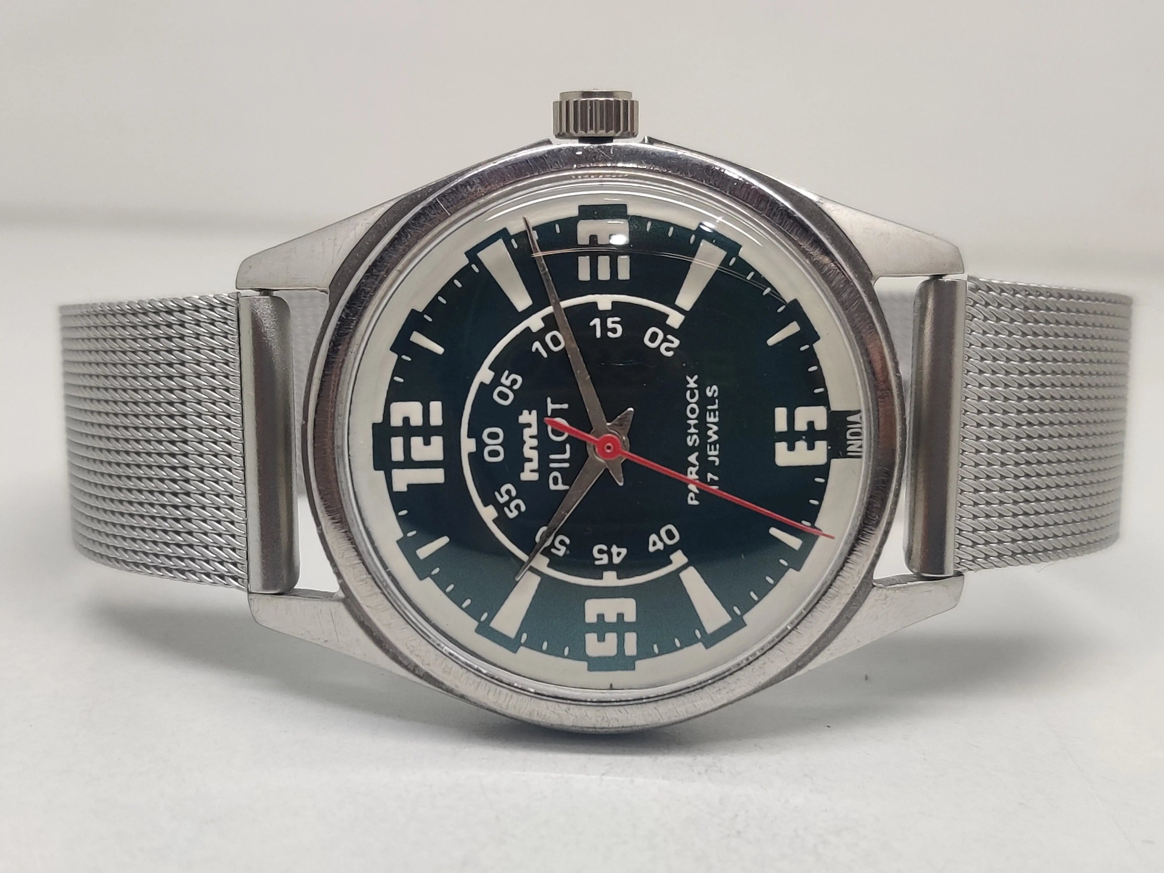 Hmt Pilot Mechanical Handwinding Movement stainless Steel Para Shock 17 Jewels Analog Dial Wrist Watch For Men National Watches