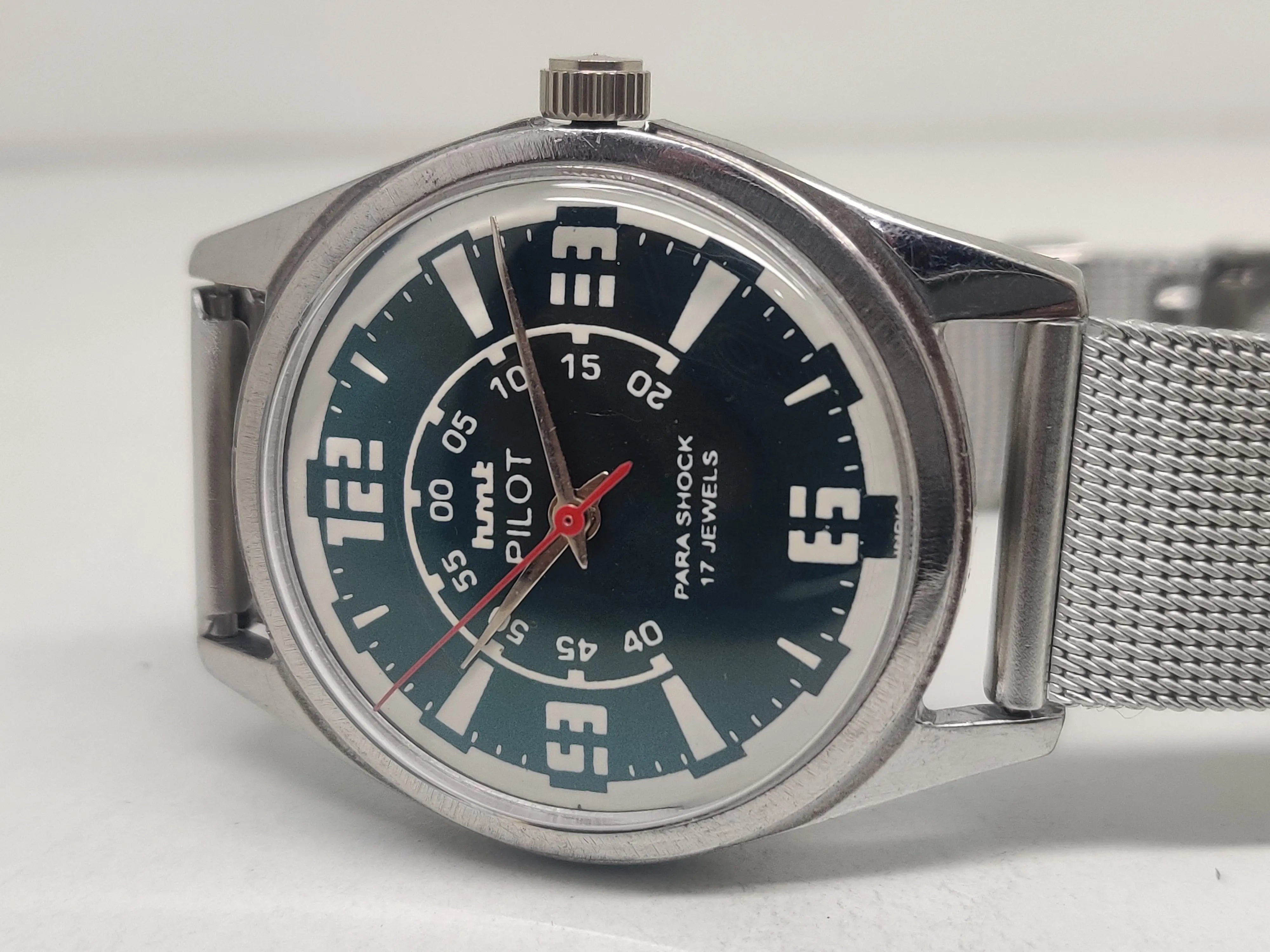 Hmt Pilot Mechanical Handwinding Movement stainless Steel Para Shock 17 Jewels Analog Dial Wrist Watch For Men National Watches