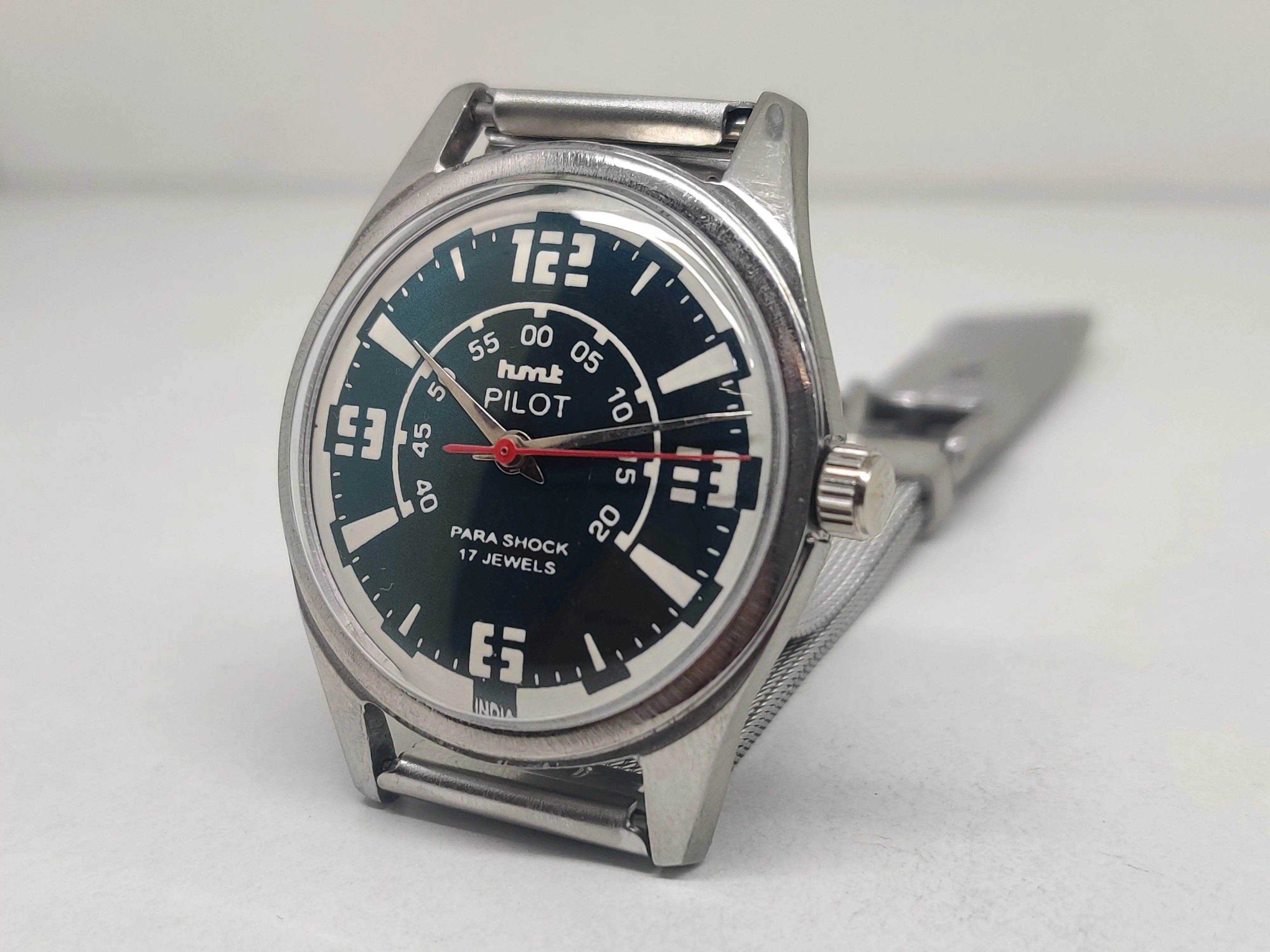 Hmt Pilot Mechanical Handwinding Movement stainless Steel Para Shock 17 Jewels Analog Dial Wrist Watch For Men National Watches