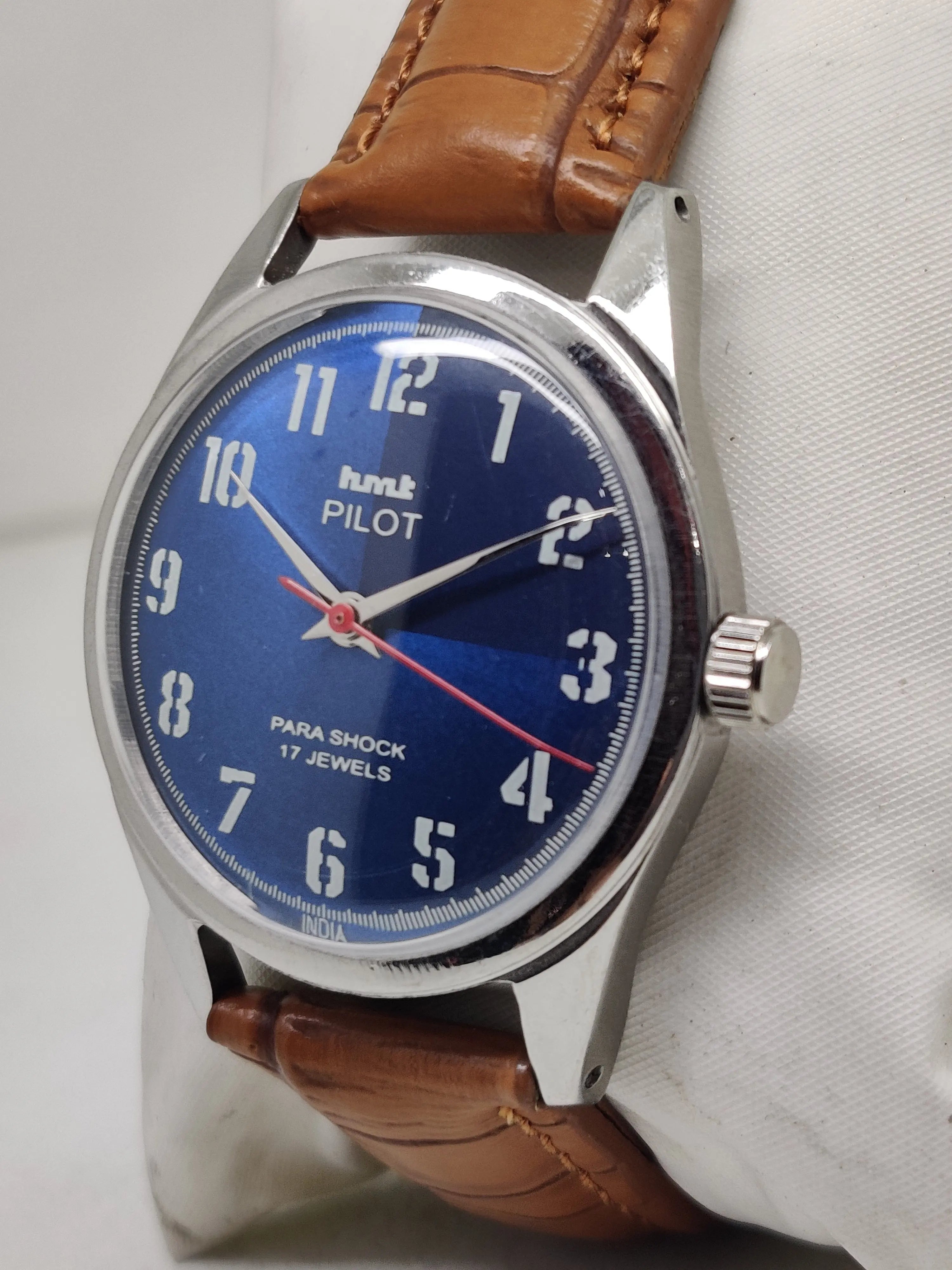 Hmt Pilot Mechanical Handwinding Movement stainless Steel Para Shock 17 Jewels Analog Dial Wrist Watch For Men National Watches