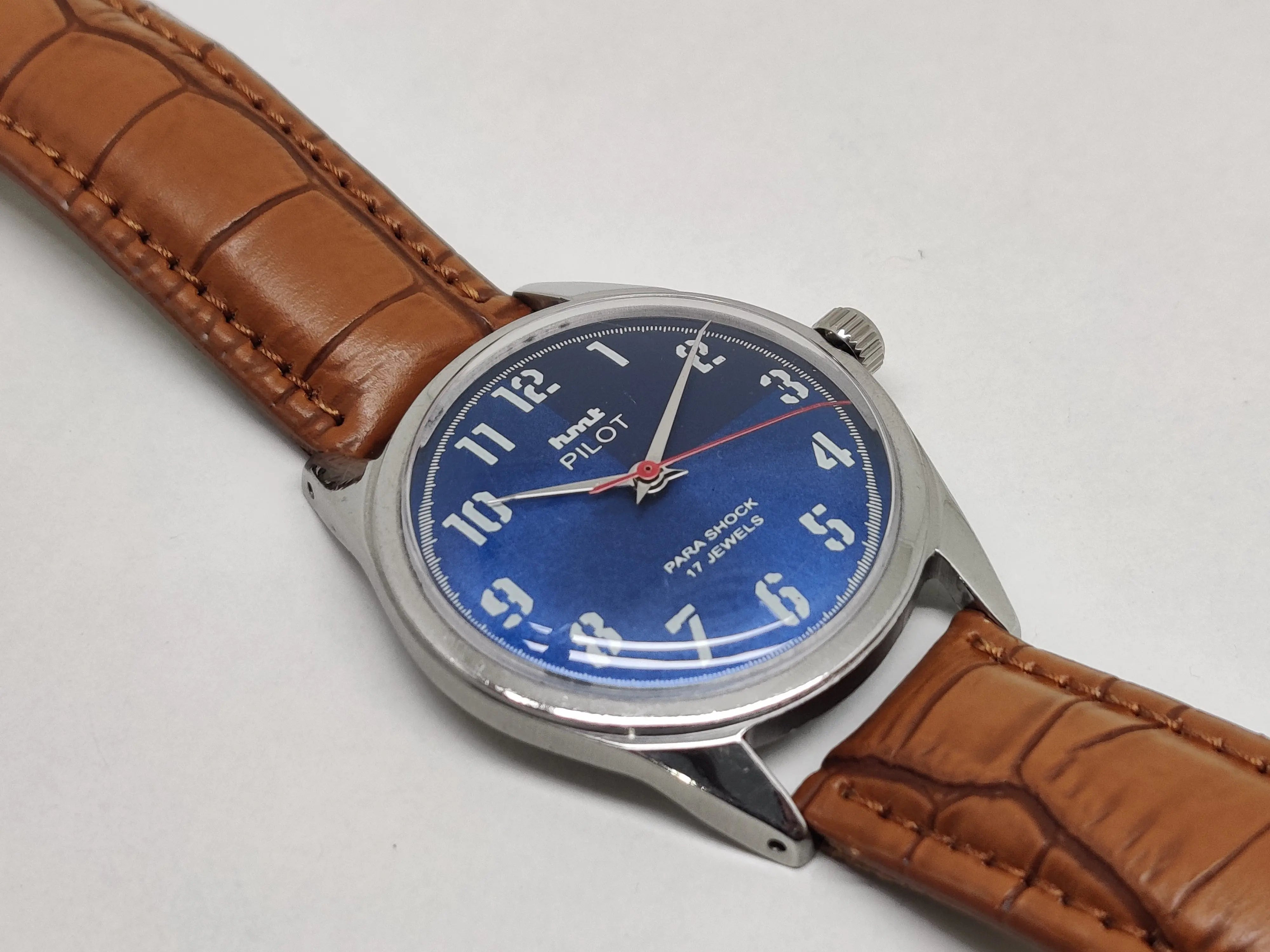 Hmt Pilot Mechanical Handwinding Movement stainless Steel Para Shock 17 Jewels Analog Dial Wrist Watch For Men National Watches