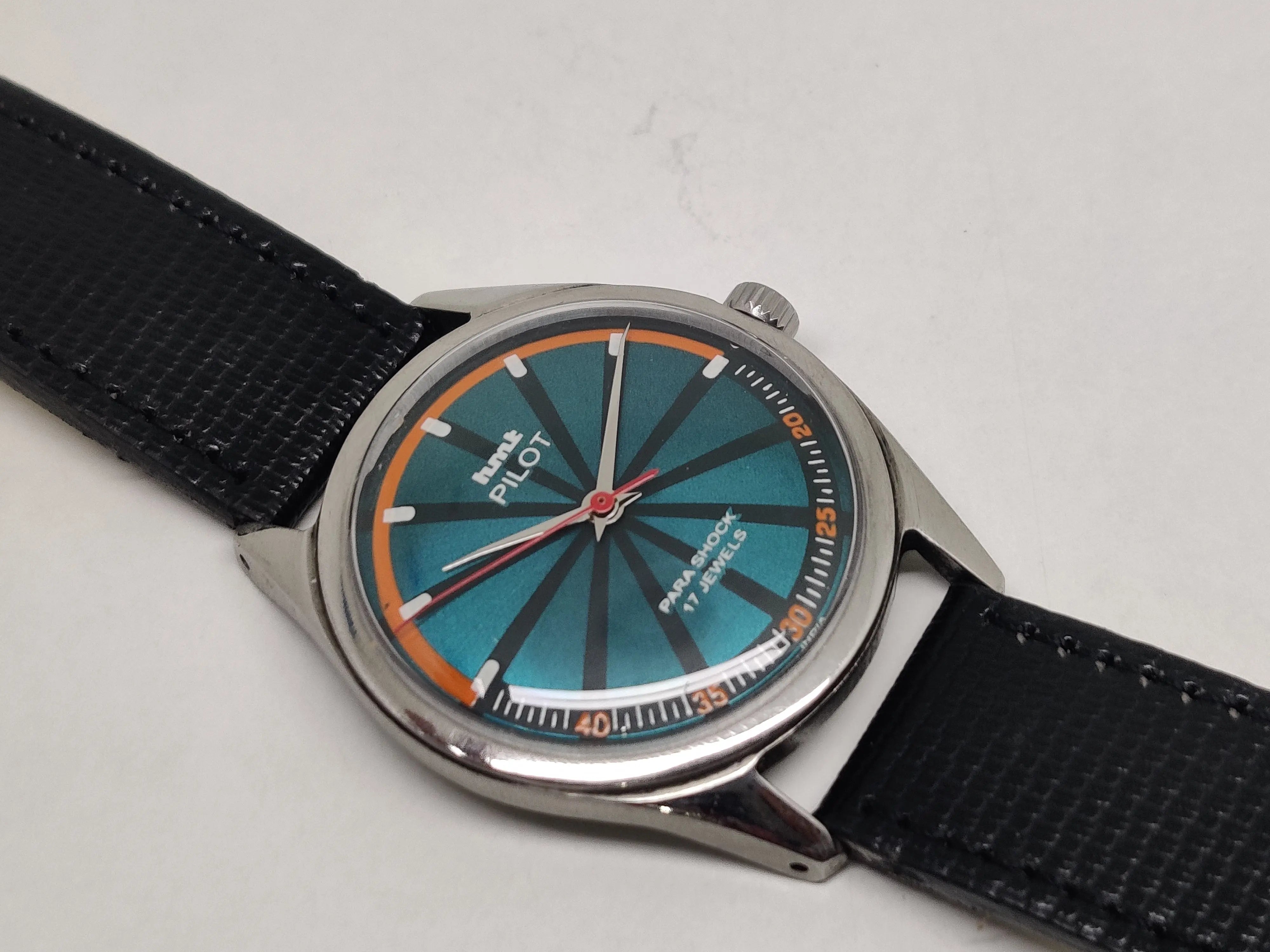 Hmt Pilot Mechanical Handwinding Movement stainless Steel Para Shock 17 Jewels Analog Dial Wrist Watch For Men National Watches
