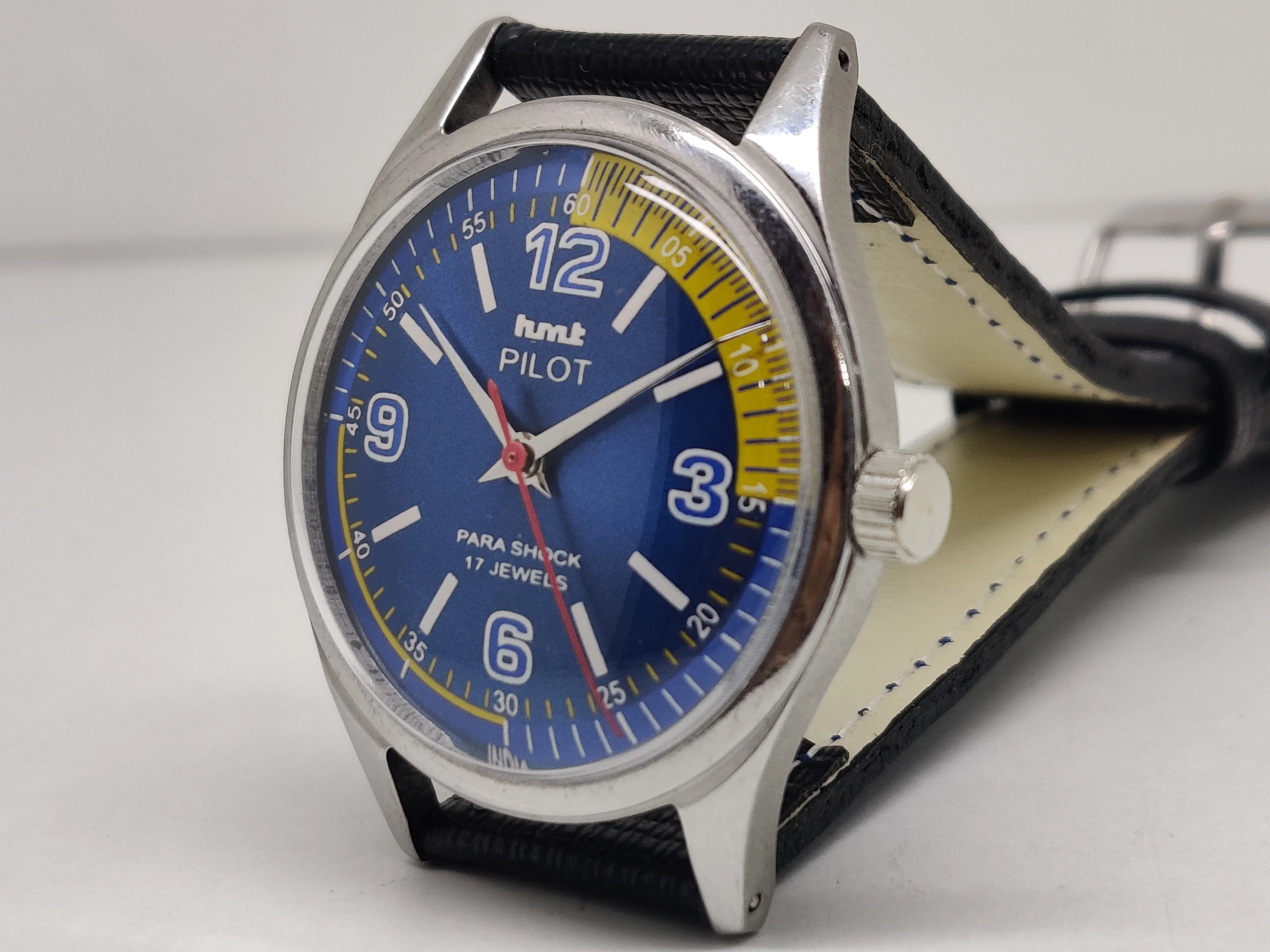 Hmt Pilot Mechanical Handwinding Movement stainless Steel Para Shock 17 Jewels Analog Dial Wrist Watch For Men National Watches
