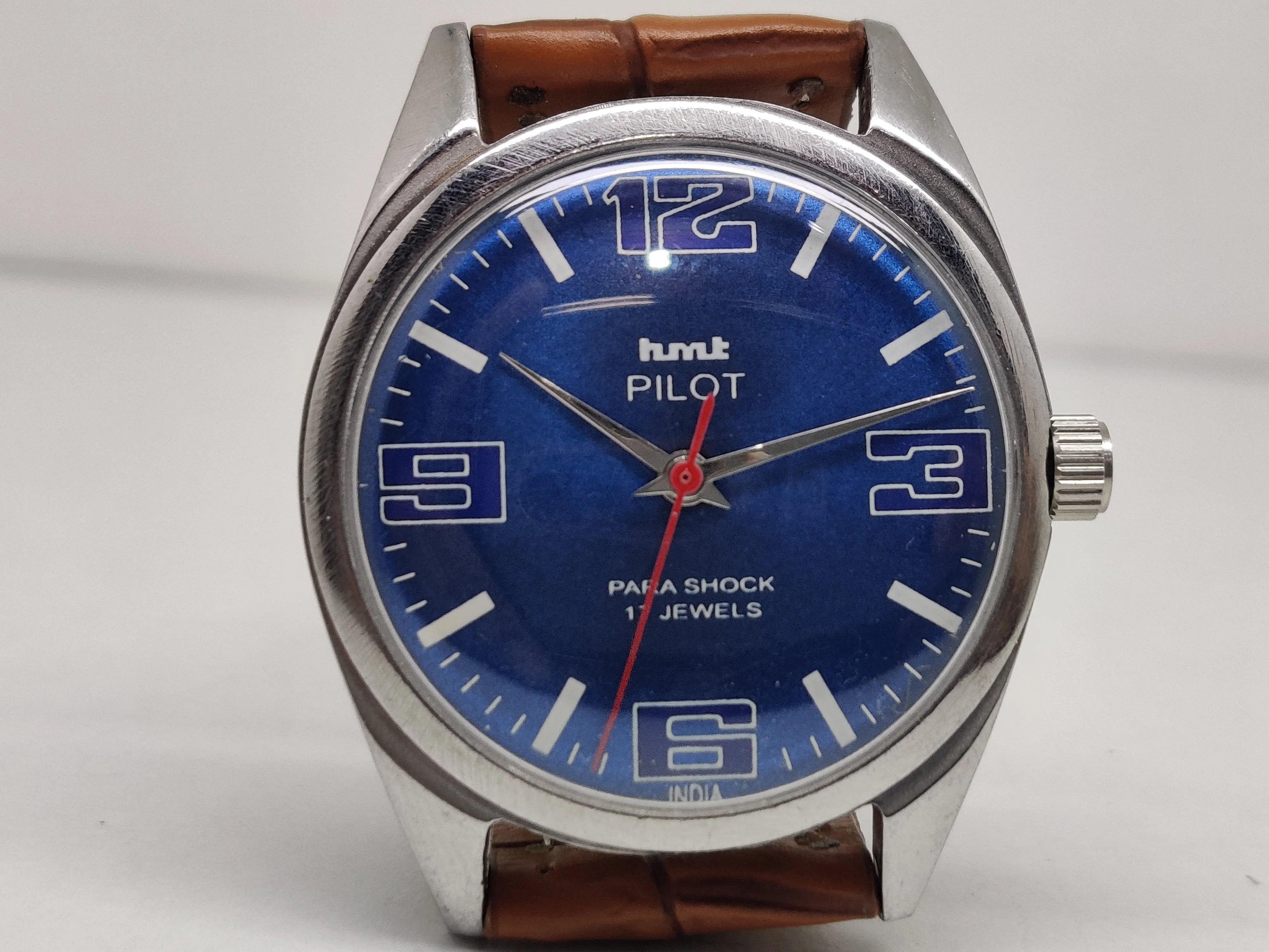 Hmt Pilot Mechanical Handwinding Movement stainless Steel Para Shock 17 Jewels Analog Dial Wrist Watch For Men National Watches