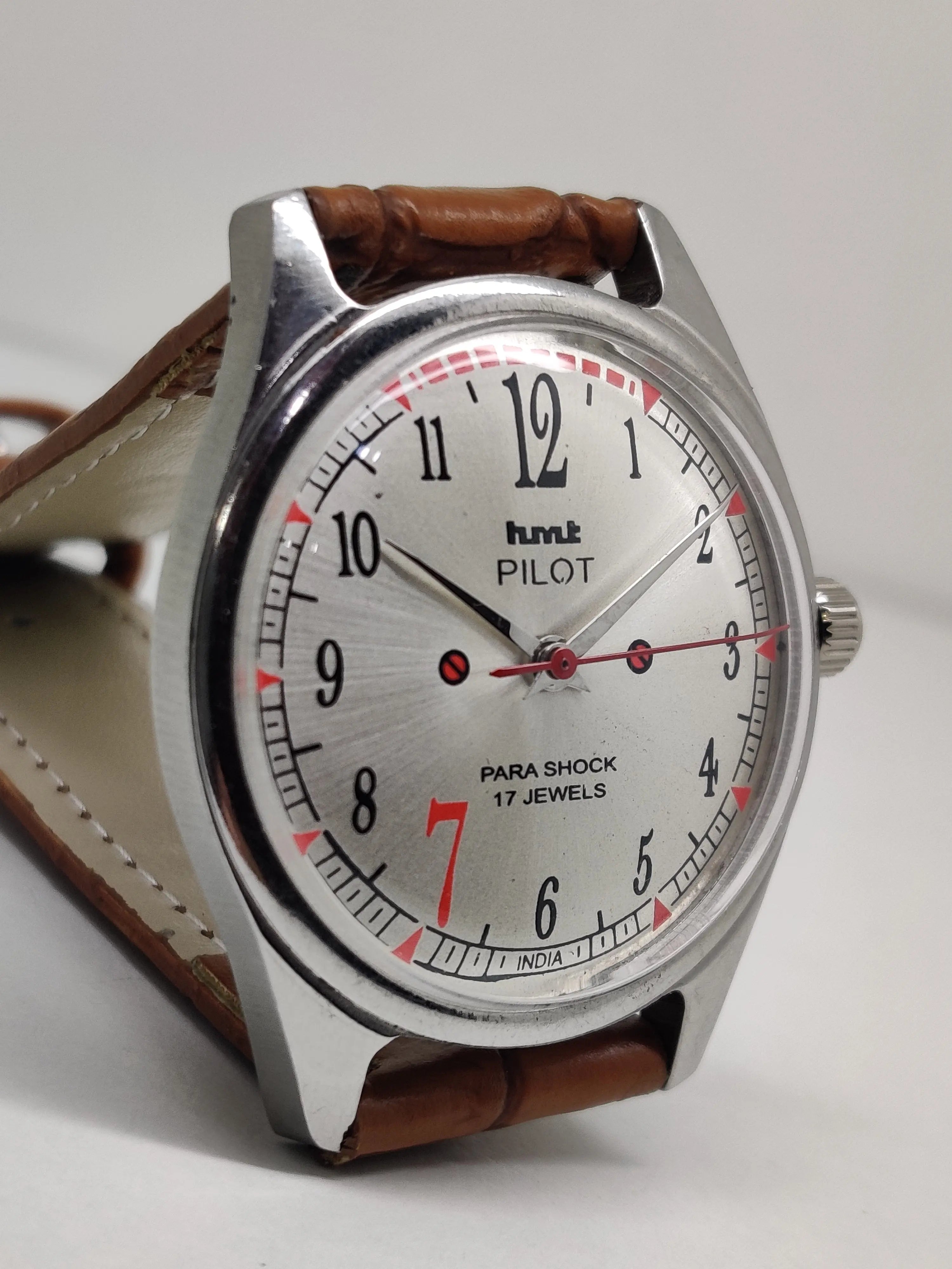 Hmt Pilot Mechanical Handwinding Movement stainless Steel Para Shock 17 Jewels Analog Dial Wrist Watch For Men National Watches