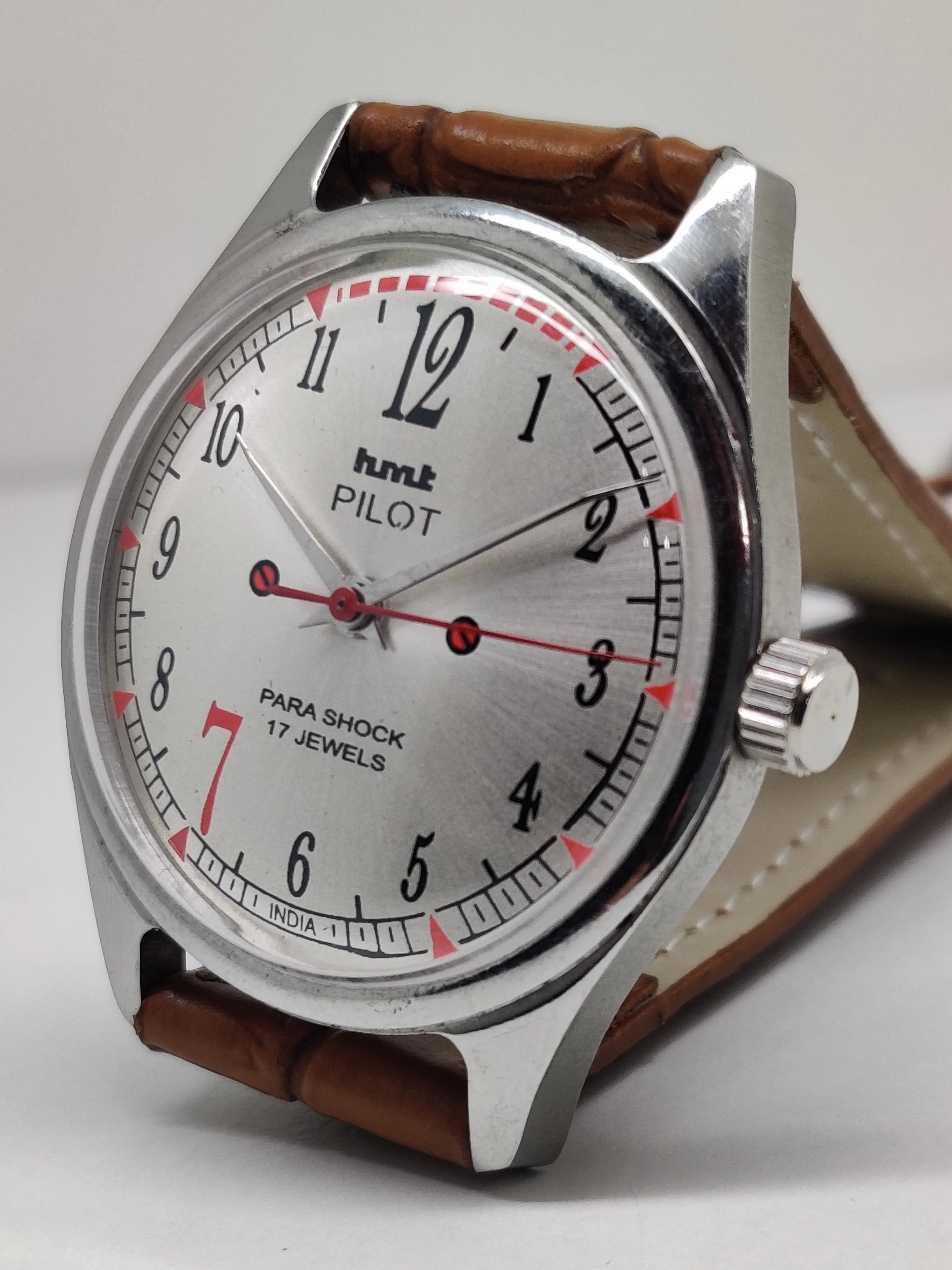 Hmt Pilot Mechanical Handwinding Movement stainless Steel Para Shock 17 Jewels Analog Dial Wrist Watch For Men National Watches