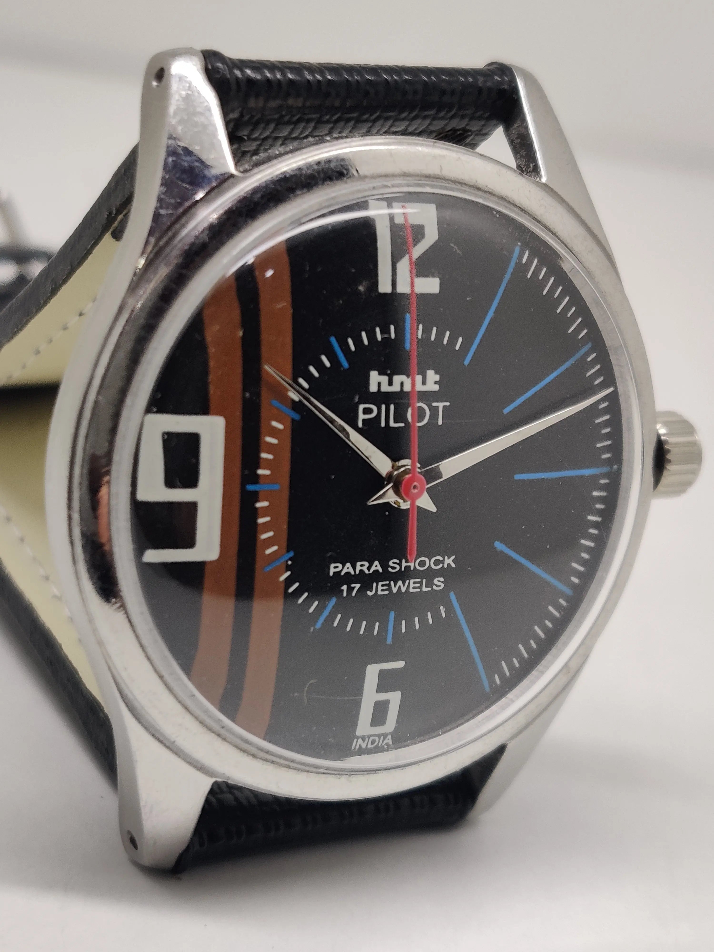 Hmt Pilot Mechanical Handwinding Movement stainless Steel Para Shock 17 Jewels Analog Dial Wrist Watch For Men National Watches