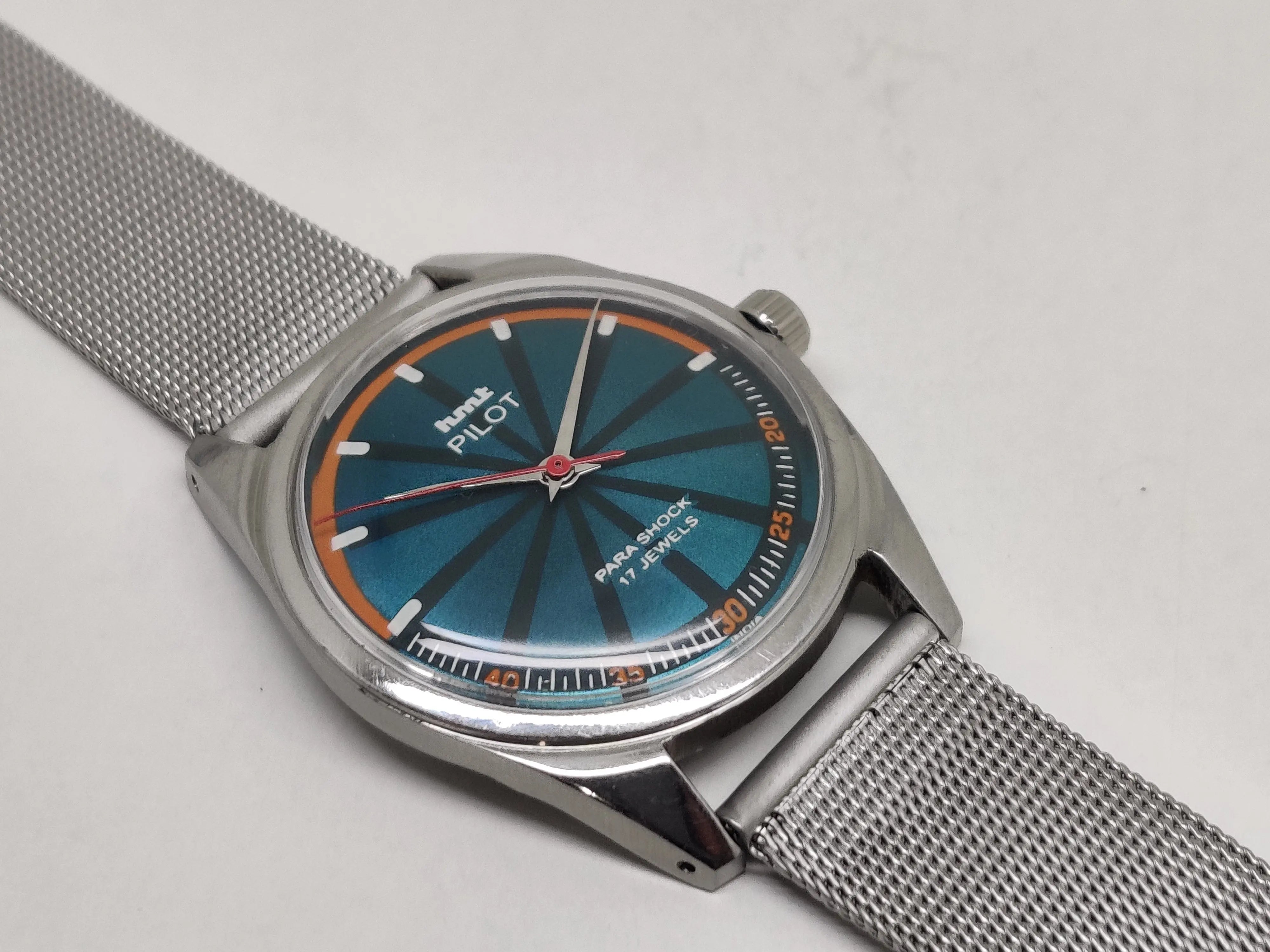 Hmt Pilot Mechanical Handwinding Movement stainless Steel Para Shock 17 Jewels Analog Dial Wrist Watch For Men National Watches