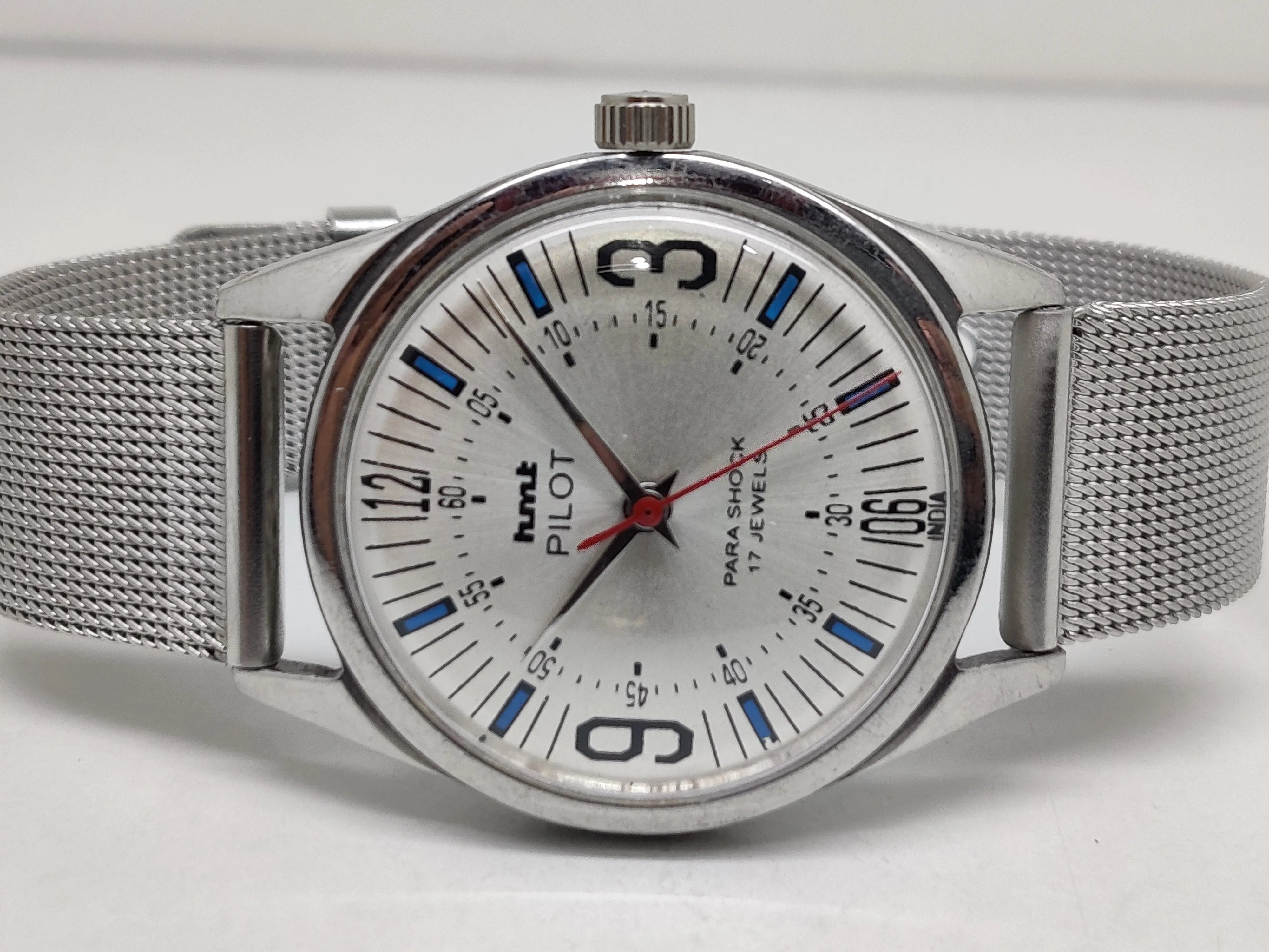 Hmt Pilot Mechanical Handwinding Movement stainless Steel Para Shock 17 Jewels Analog Dial Wrist Watch For Men National Watches