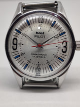 Hmt Pilot Mechanical Handwinding Movement stainless Steel Para Shock 17 Jewels Analog Dial Wrist Watch For Men