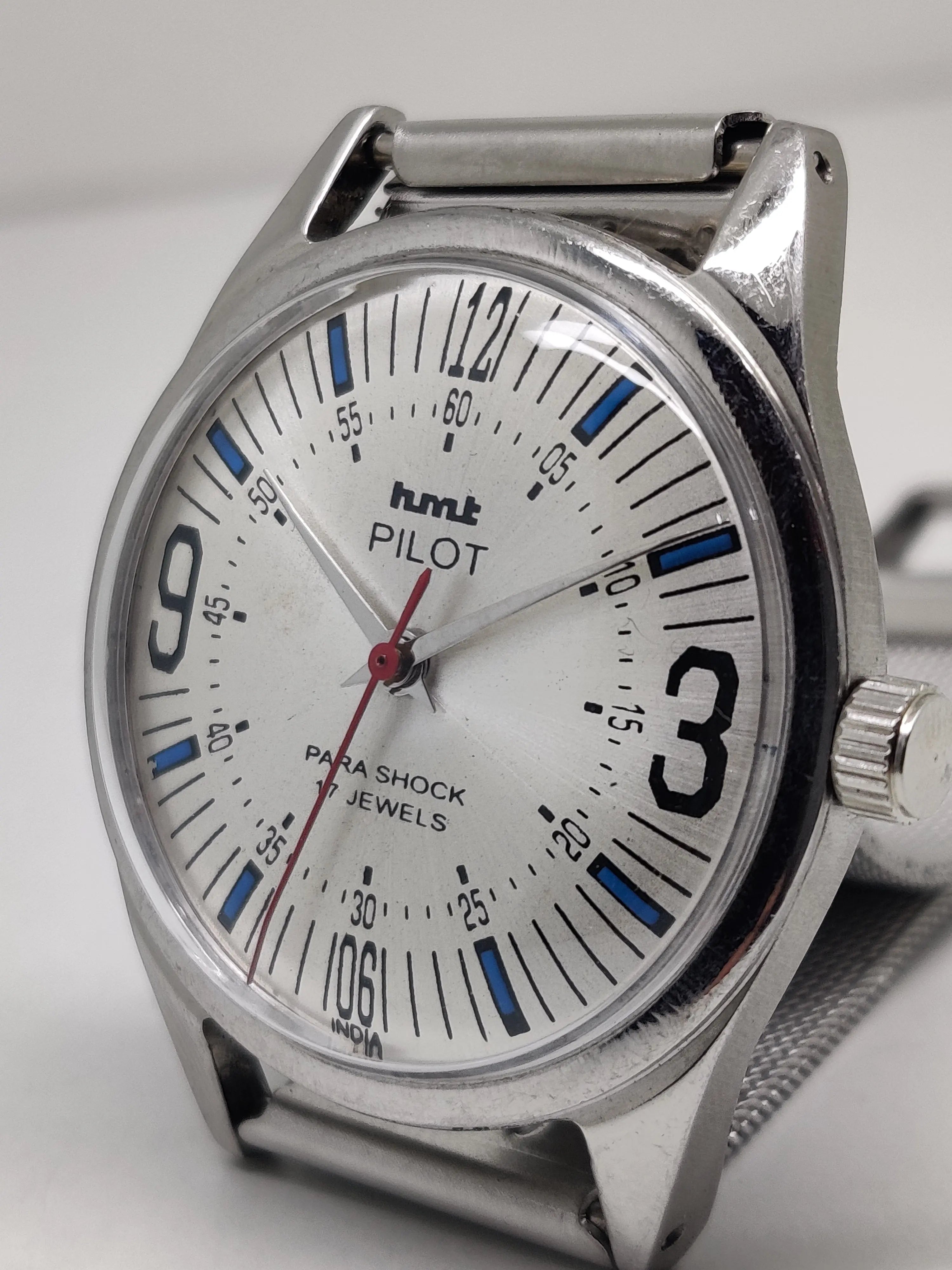 Hmt Pilot Mechanical Handwinding Movement stainless Steel Para Shock 17 Jewels Analog Dial Wrist Watch For Men National Watches
