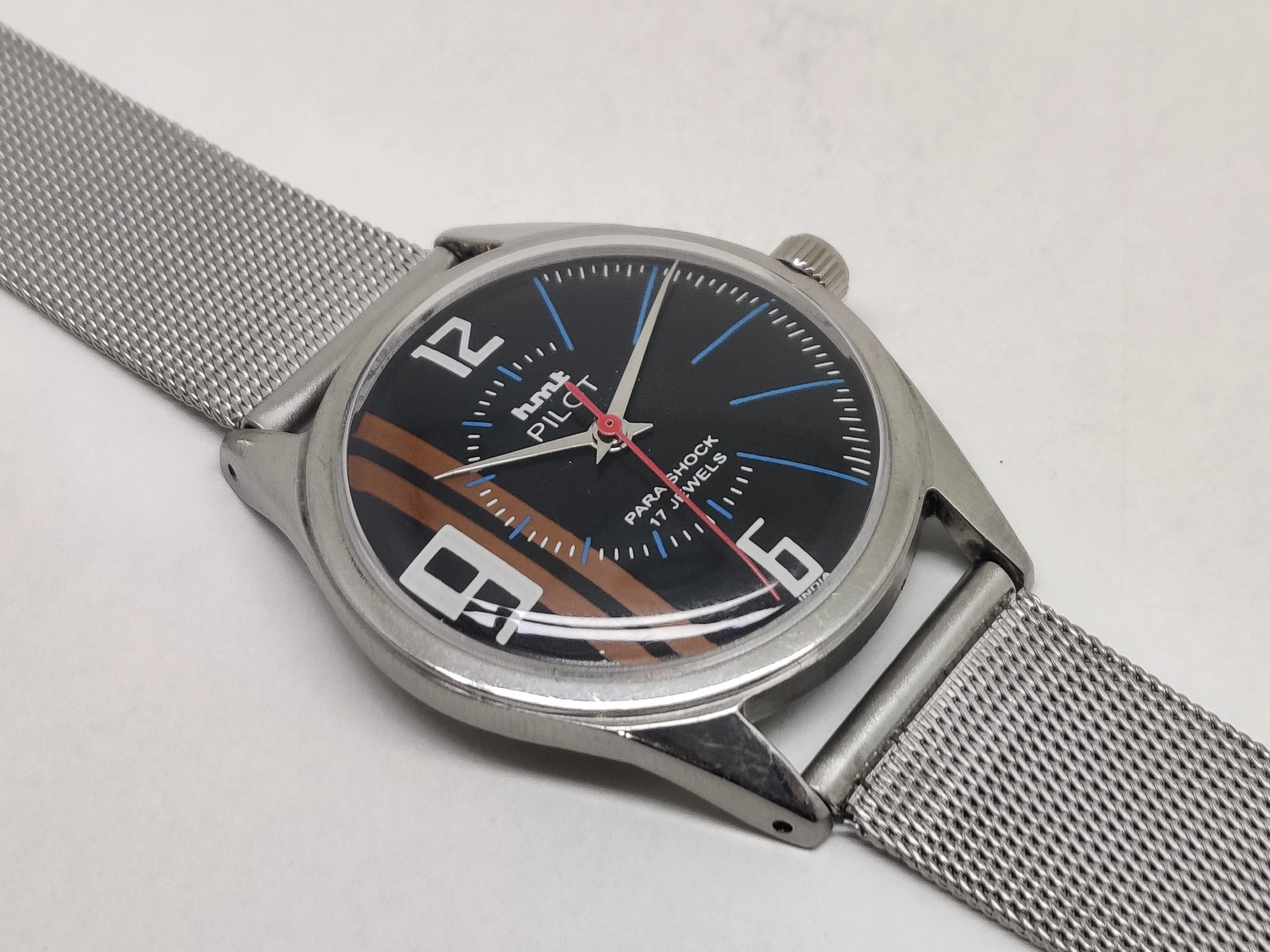 Hmt Pilot Mechanical Handwinding Movement stainless Steel Para Shock 17 Jewels Analog Dial Wrist Watch For Men National Watches