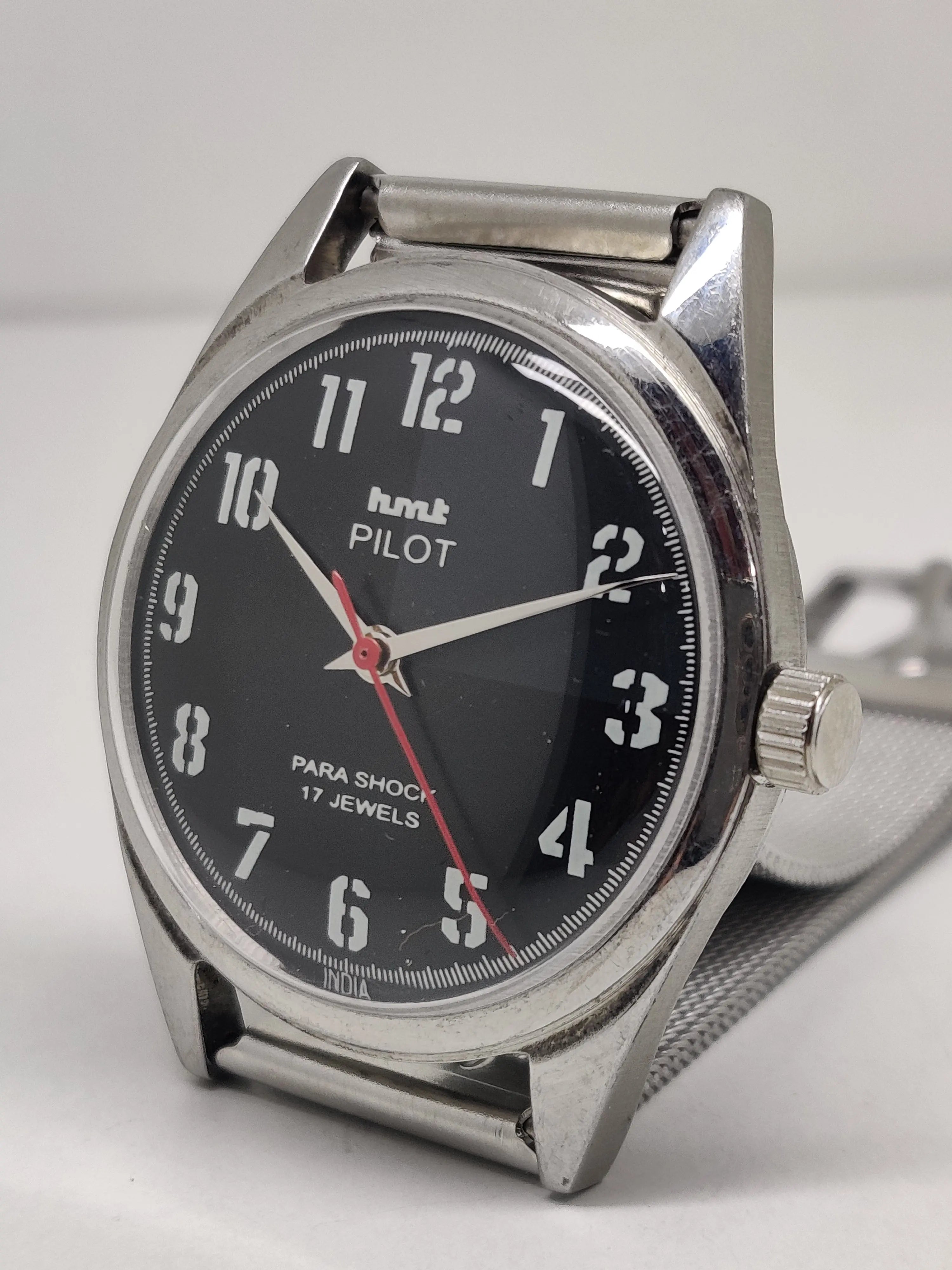 Hmt Pilot Mechanical Handwinding Movement stainless Steel Para Shock 17 Jewels Analog Dial Wrist Watch For Men National Watches