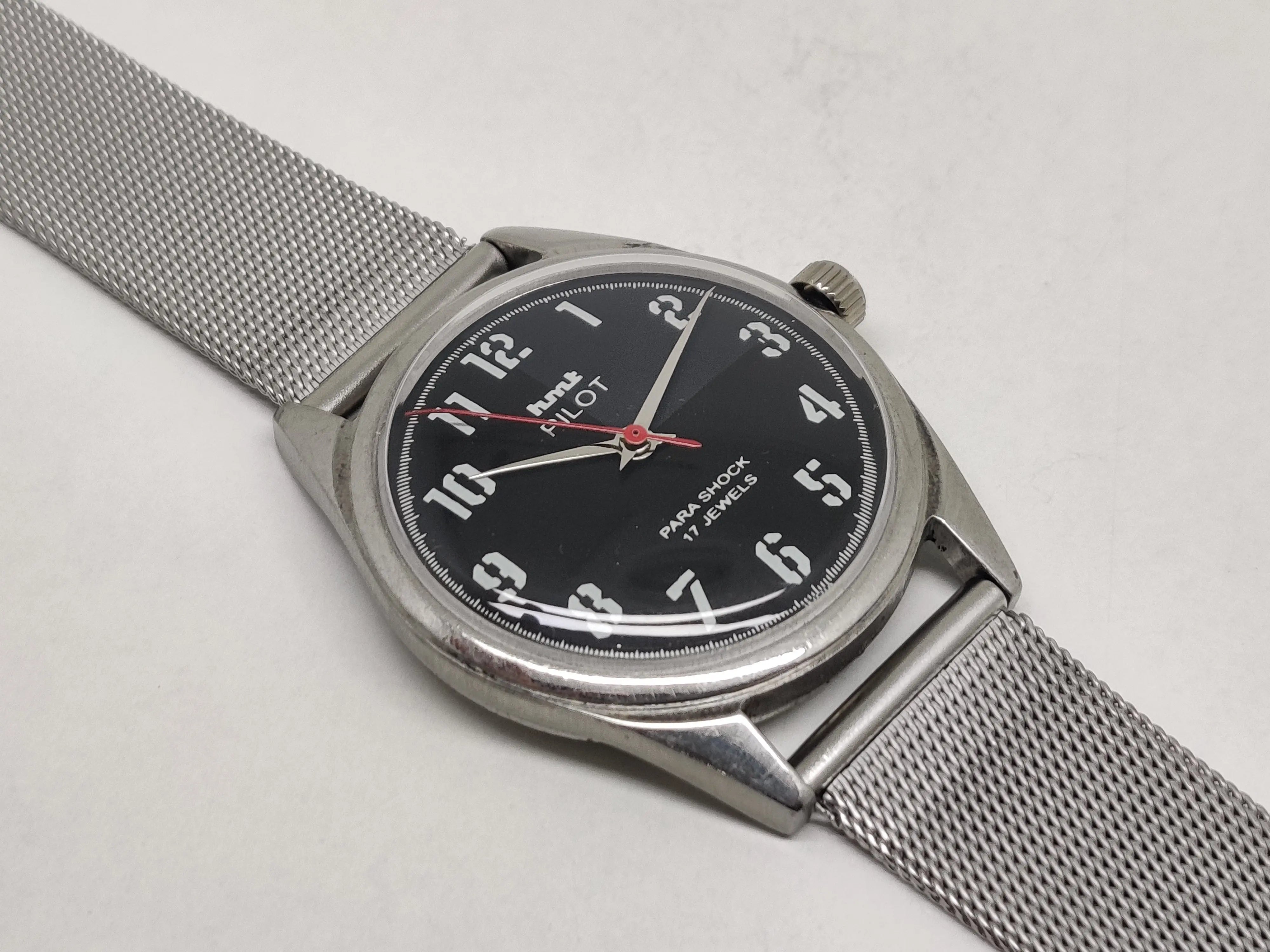 Hmt Pilot Mechanical Handwinding Movement stainless Steel Para Shock 17 Jewels Analog Dial Wrist Watch For Men National Watches
