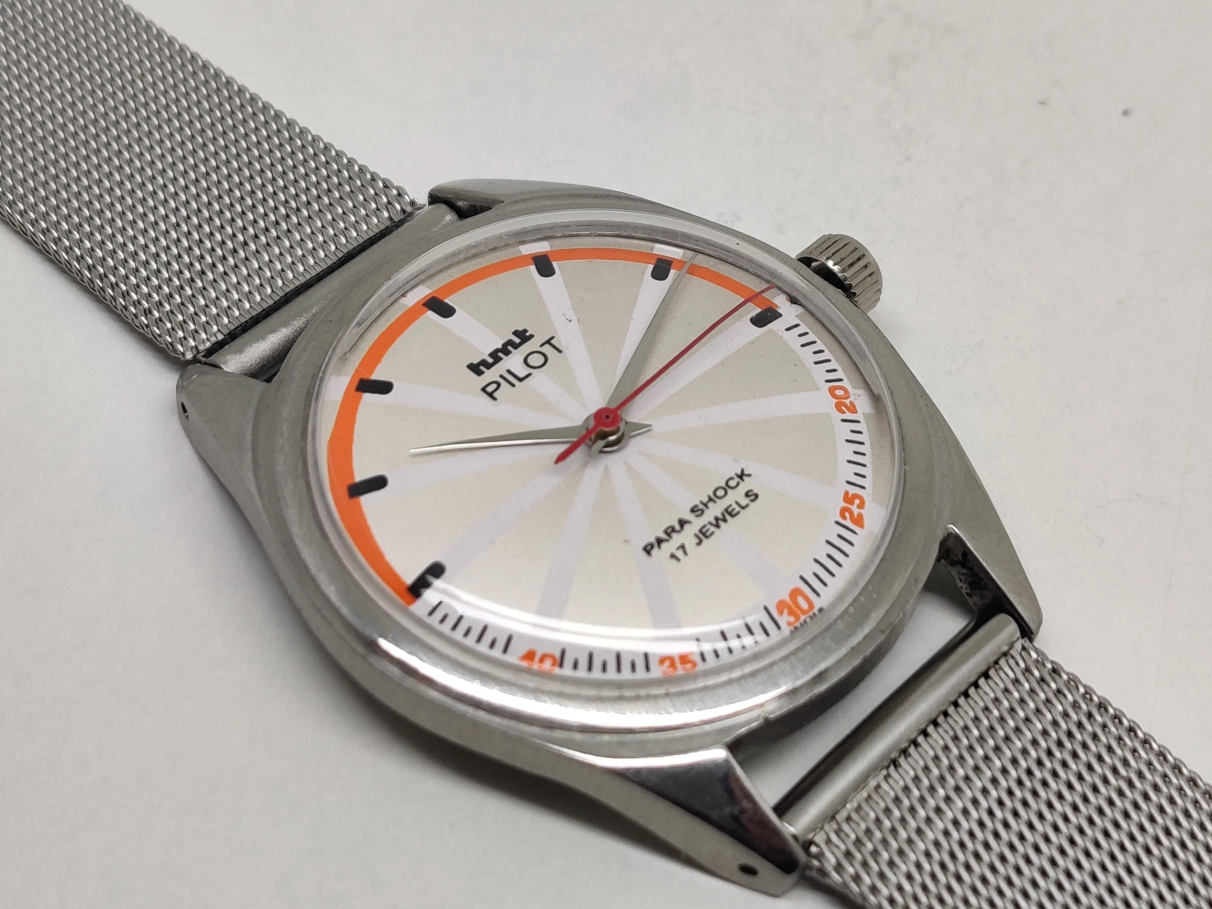 Hmt Pilot Mechanical Handwinding Movement stainless Steel Para Shock 17 Jewels Analog Dial Wrist Watch For Men National Watches