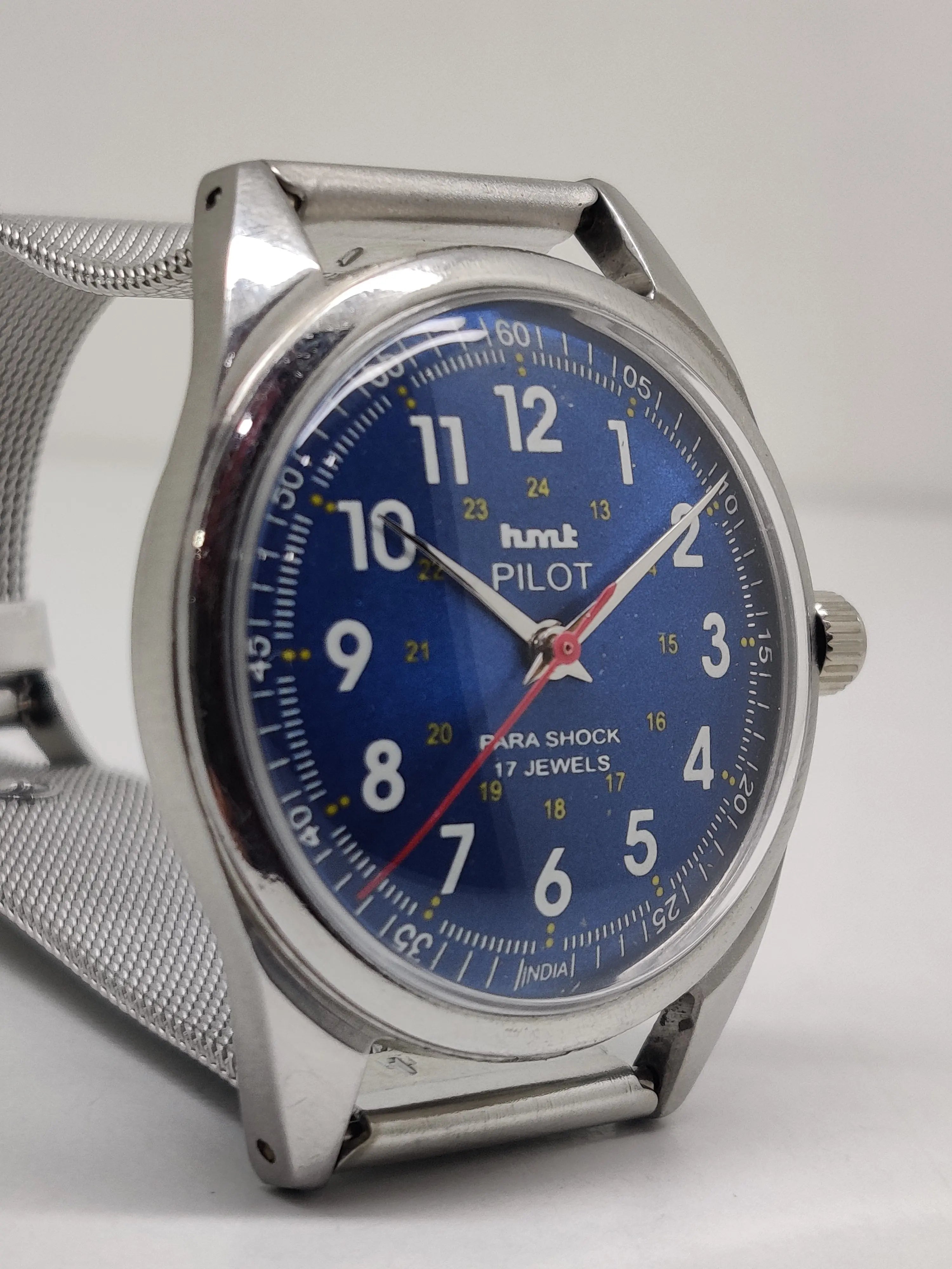 Hmt Pilot Mechanical Handwinding Movement stainless Steel Para Shock 17 Jewels Analog Dial Wrist Watch For Men National Watches