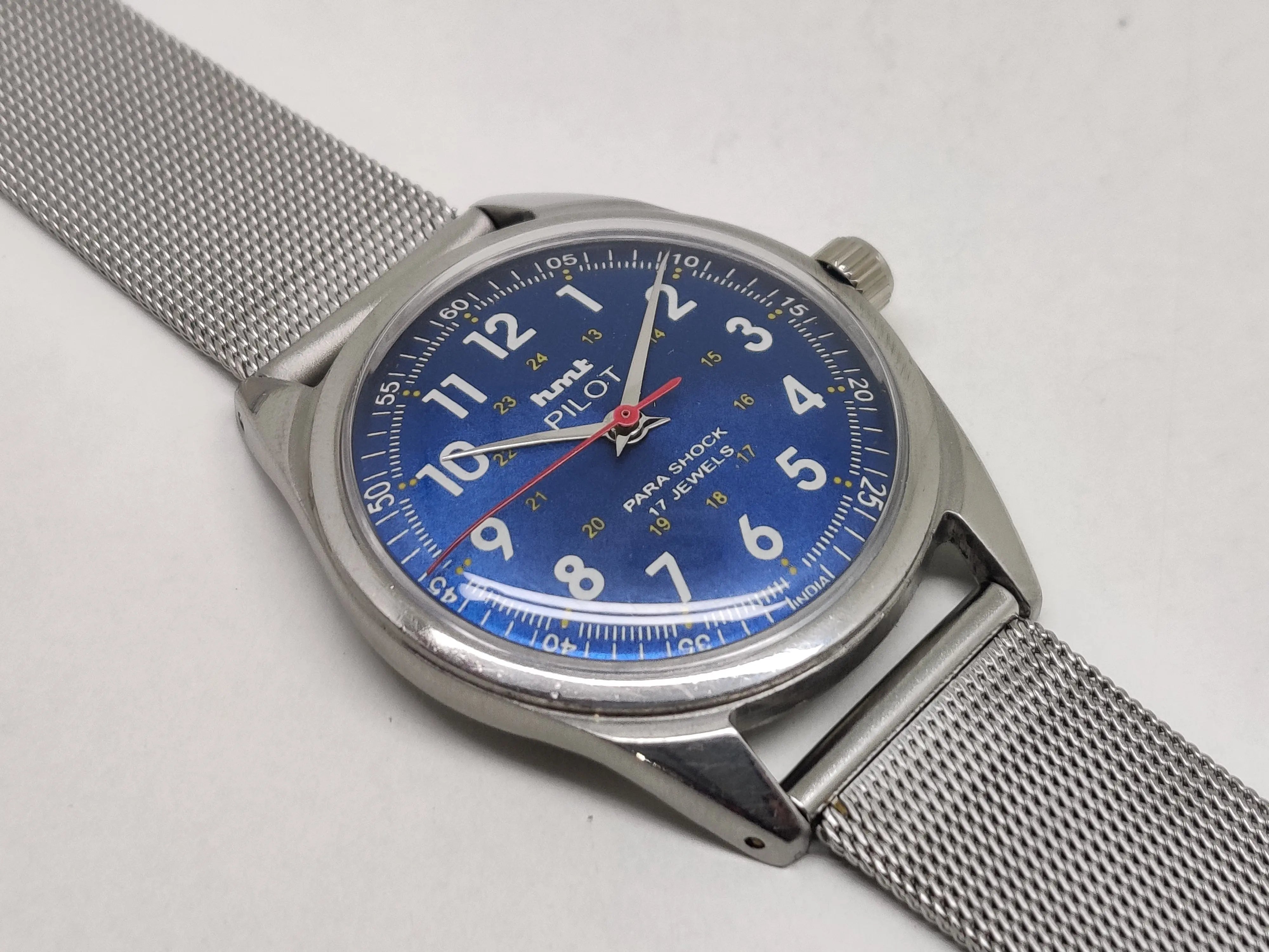 Hmt Pilot Mechanical Handwinding Movement stainless Steel Para Shock 17 Jewels Analog Dial Wrist Watch For Men National Watches