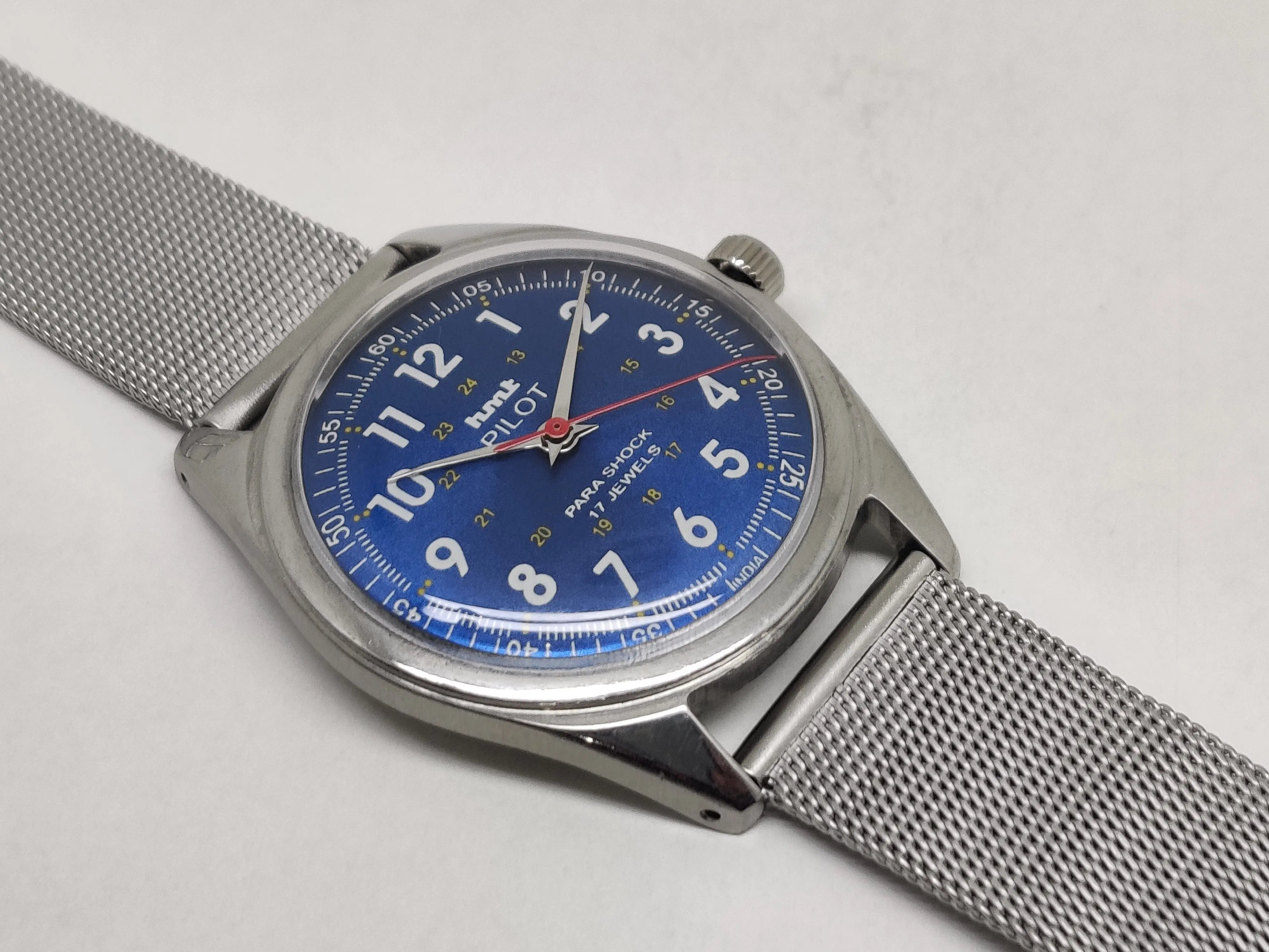 Hmt Pilot Mechanical Handwinding Movement stainless Steel Para Shock 17 Jewels Analog Dial Wrist Watch For Men National Watches
