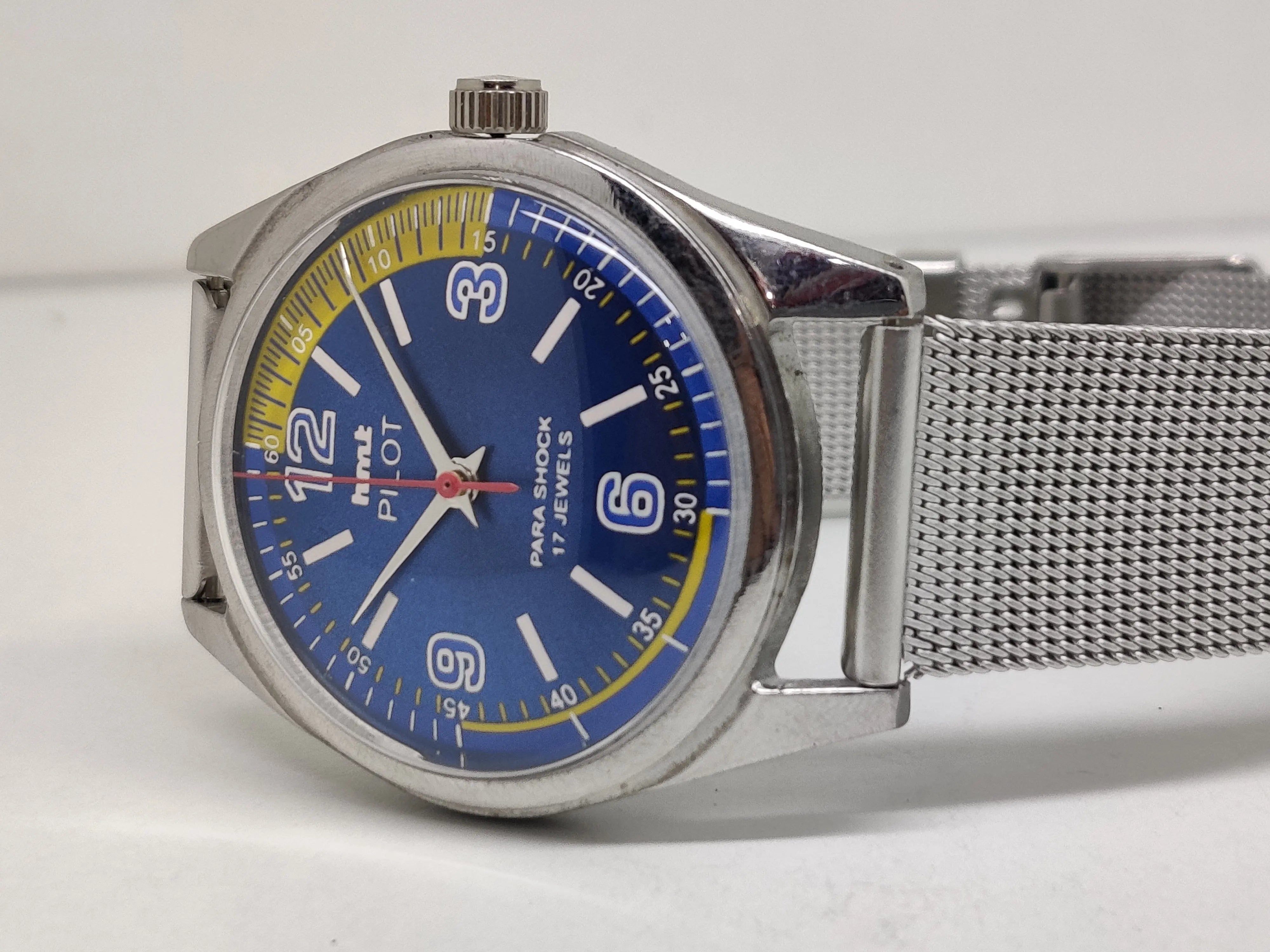 Hmt Pilot Mechanical Handwinding Movement stainless Steel Para Shock 17 Jewels Analog Dial Wrist Watch For Men National Watches