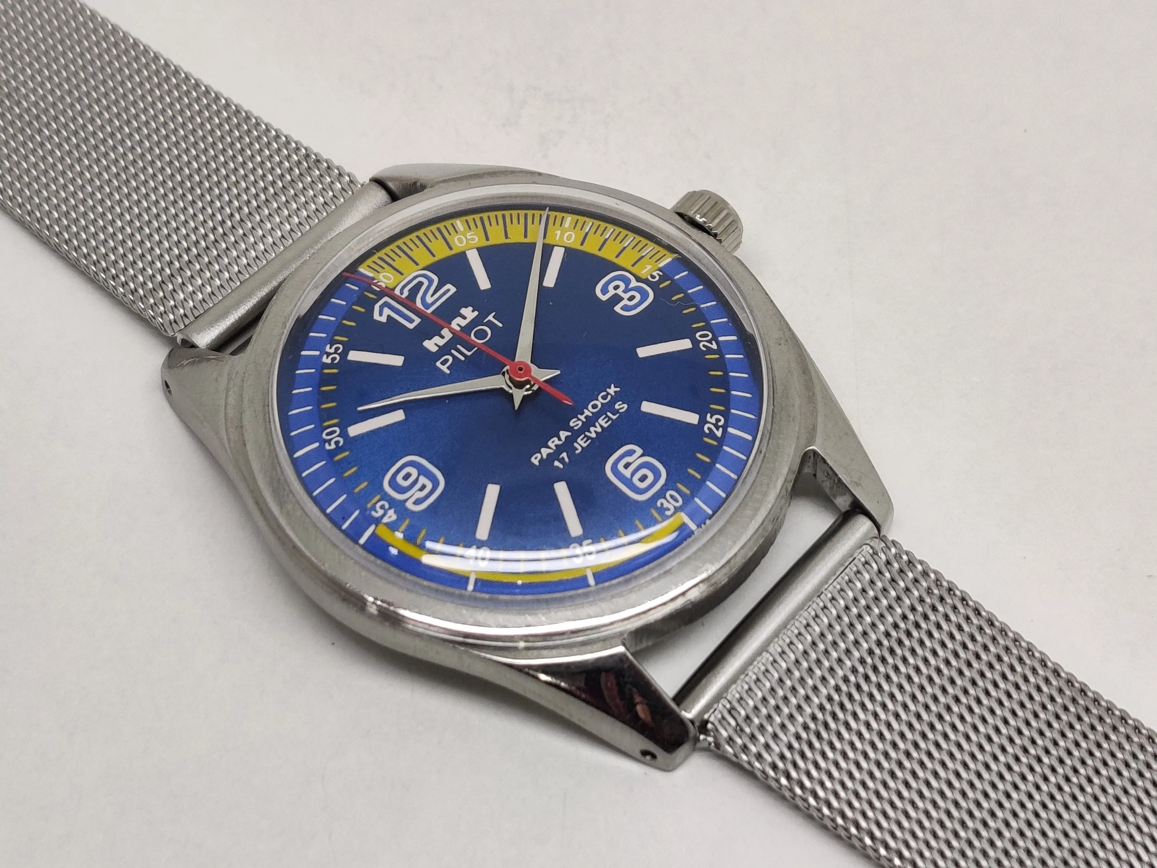 Hmt Pilot Mechanical Handwinding Movement stainless Steel Para Shock 17 Jewels Analog Dial Wrist Watch For Men National Watches