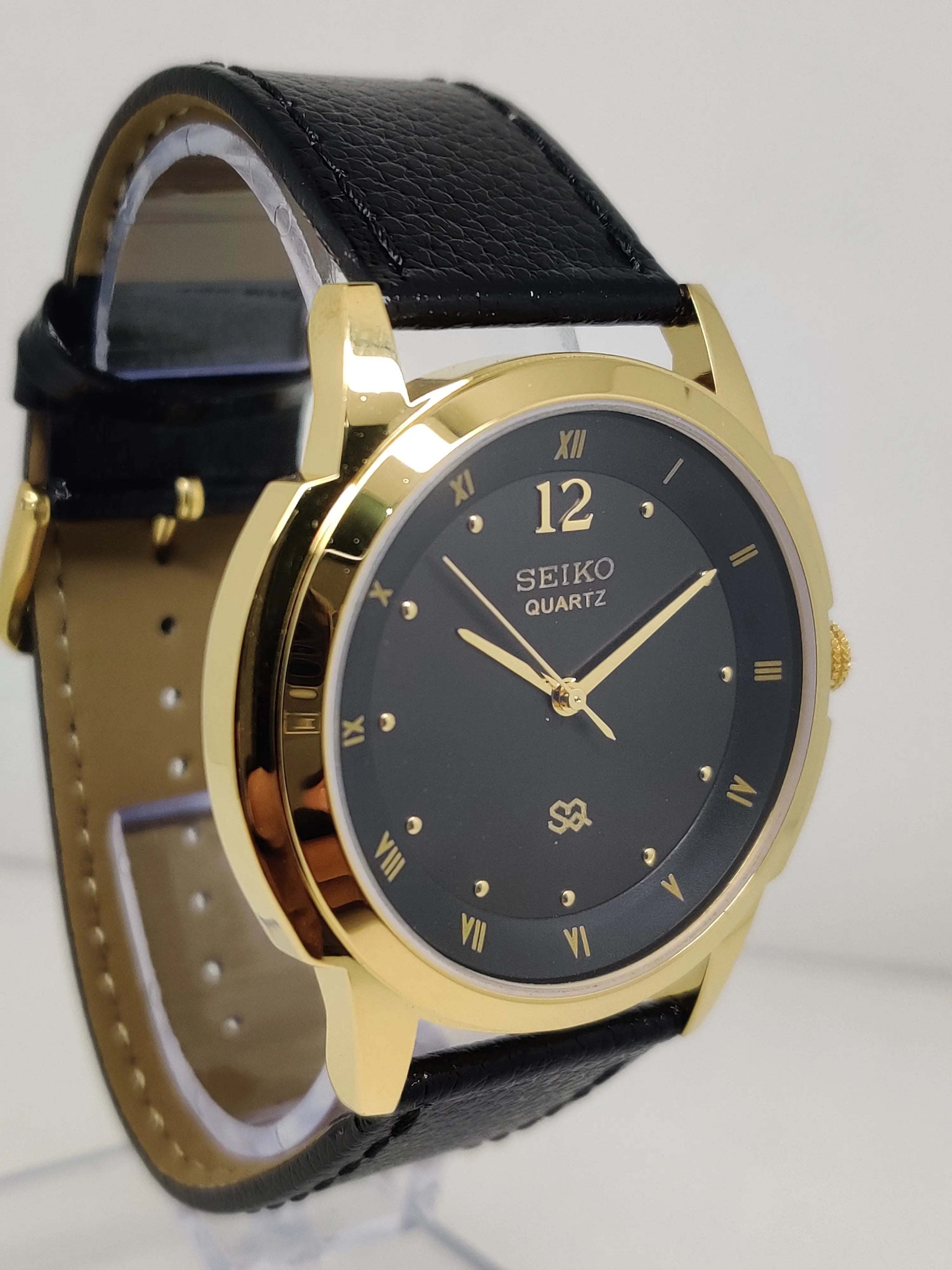 Seiko 5 Black Dial quartz WatchaSeiko Silim Quartz Watch – Sleek, Durable & Stylish Timepiece for Men/Women - National Watches