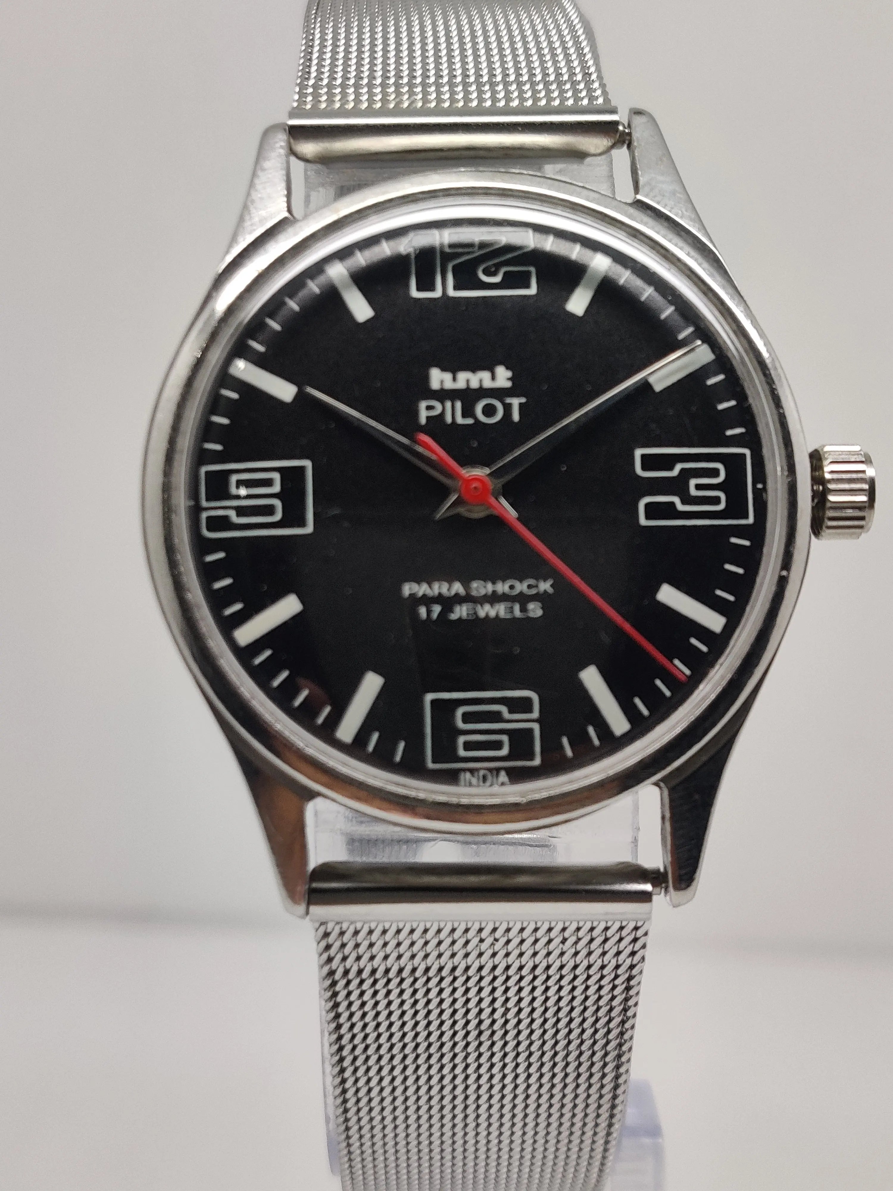 Hmt Pilot Mechanical Handwinding Movement stainless Steel Para Shock 17 Jewels Analog Dial Wrist Watch For Men National Watches