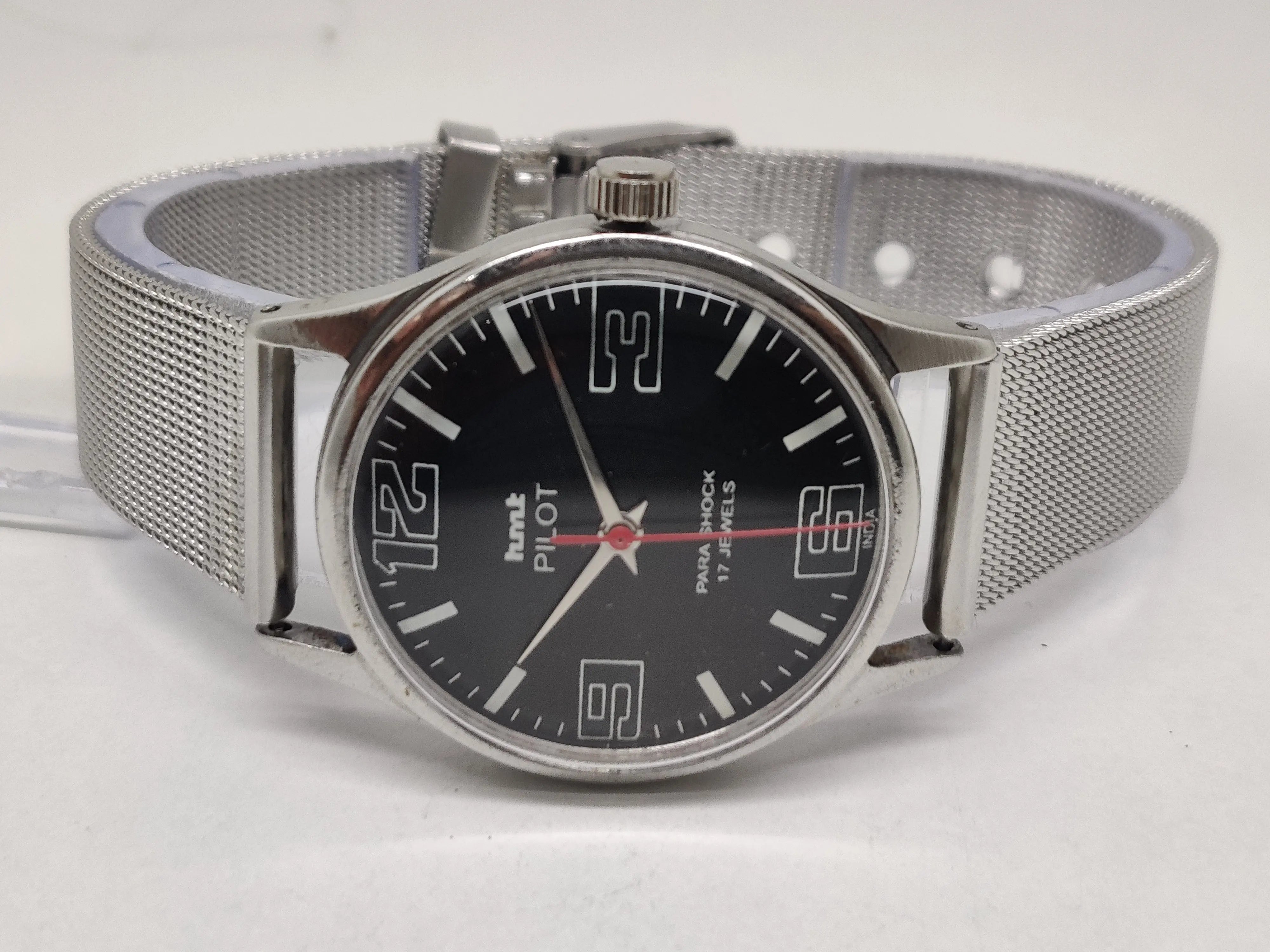 Hmt Pilot Mechanical Handwinding Movement stainless Steel Para Shock 17 Jewels Analog Dial Wrist Watch For Men National Watches