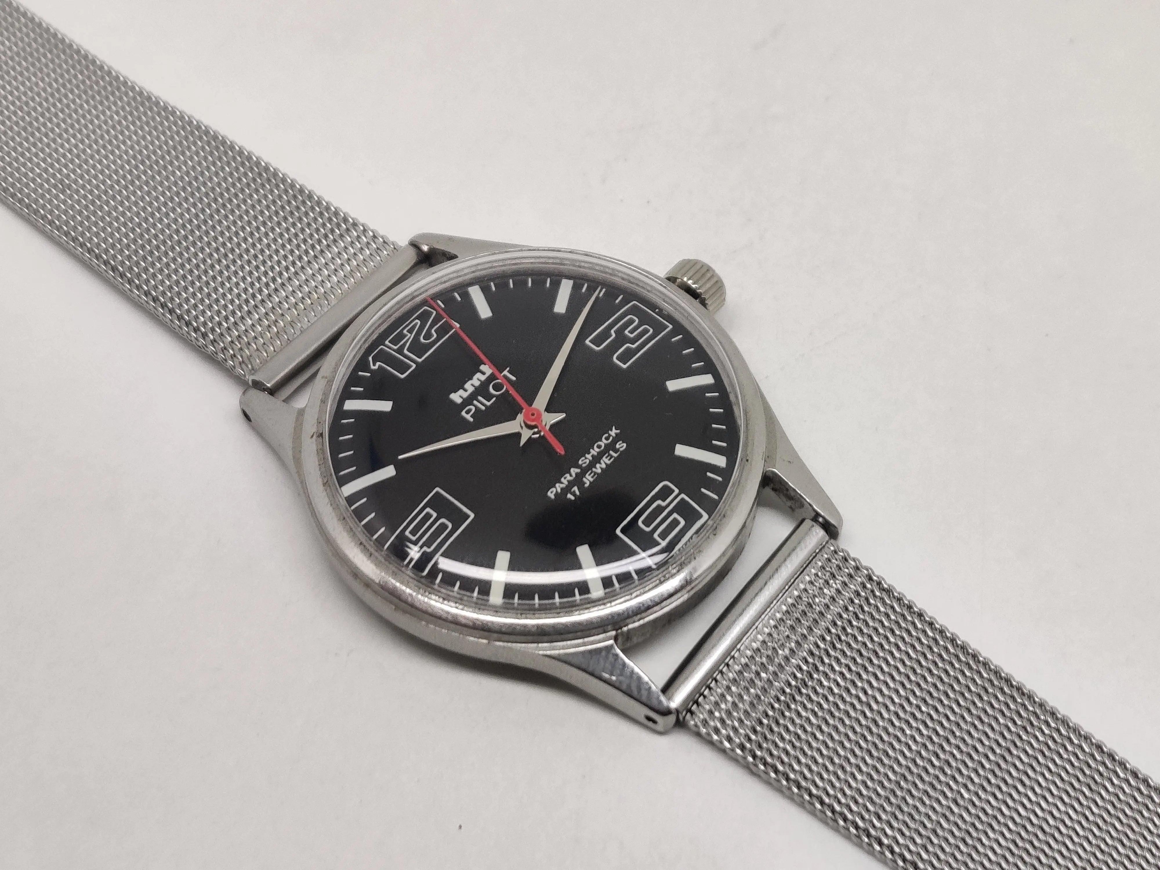 Hmt Pilot Mechanical Handwinding Movement stainless Steel Para Shock 17 Jewels Analog Dial Wrist Watch For Men National Watches