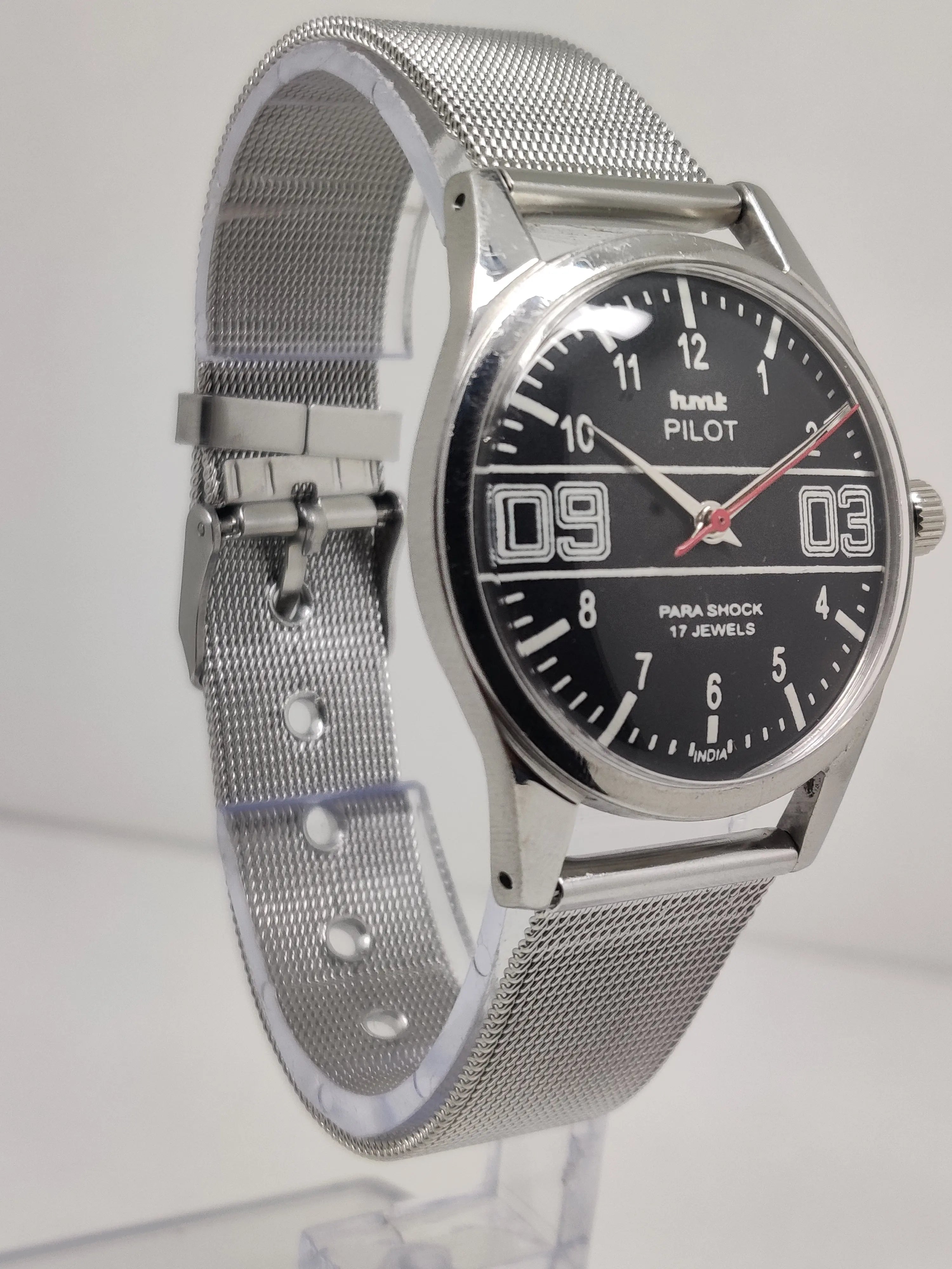 Hmt Pilot Mechanical Handwinding Movement stainless Steel Para Shock 17 Jewels Analog Dial Wrist Watch For Men National Watches