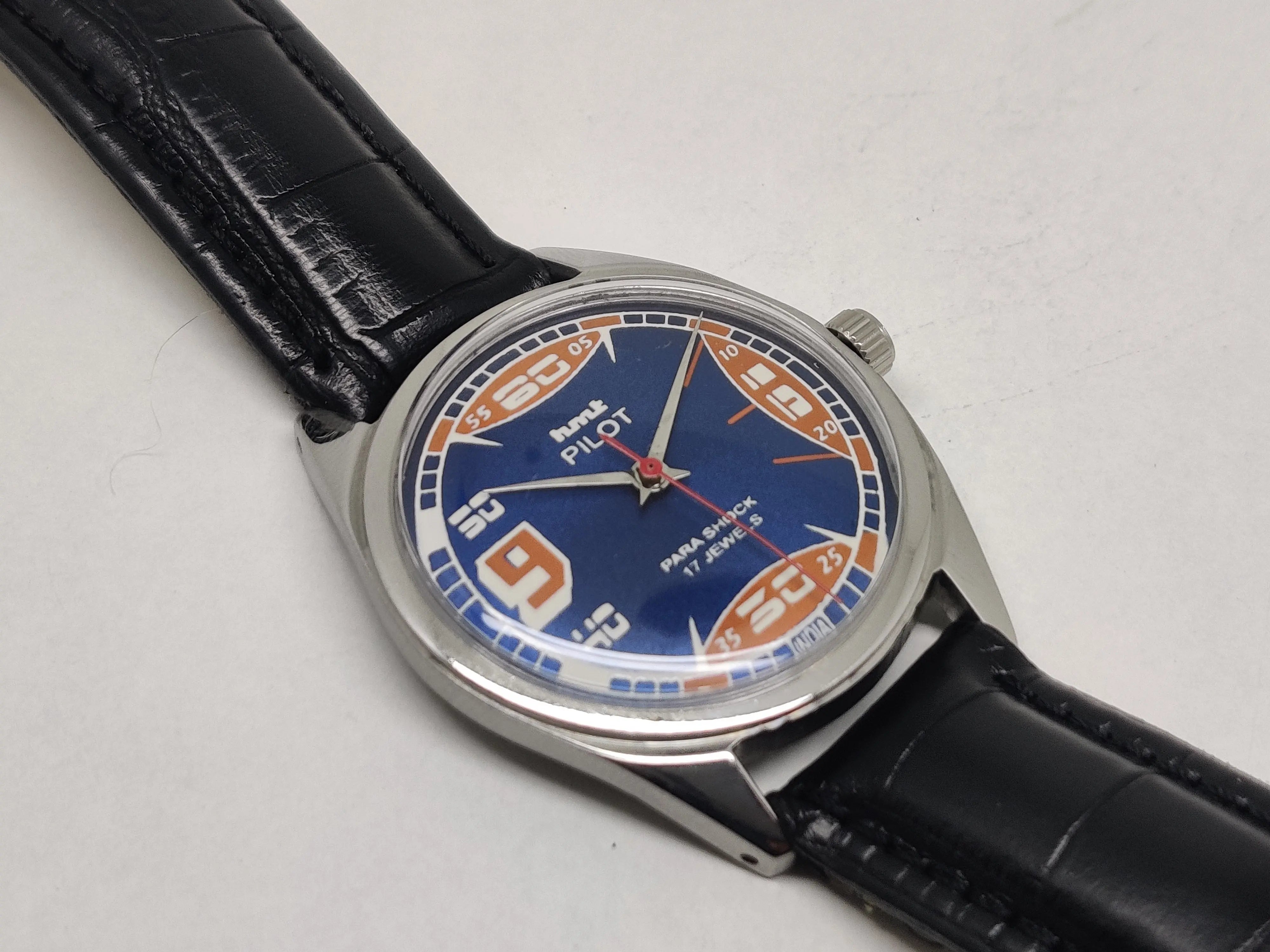 Hmt Pilot Mechanical Handwinding Movement stainless Steel Para Shock 17 Jewels Analog Dial Wrist Watch For Men National Watches
