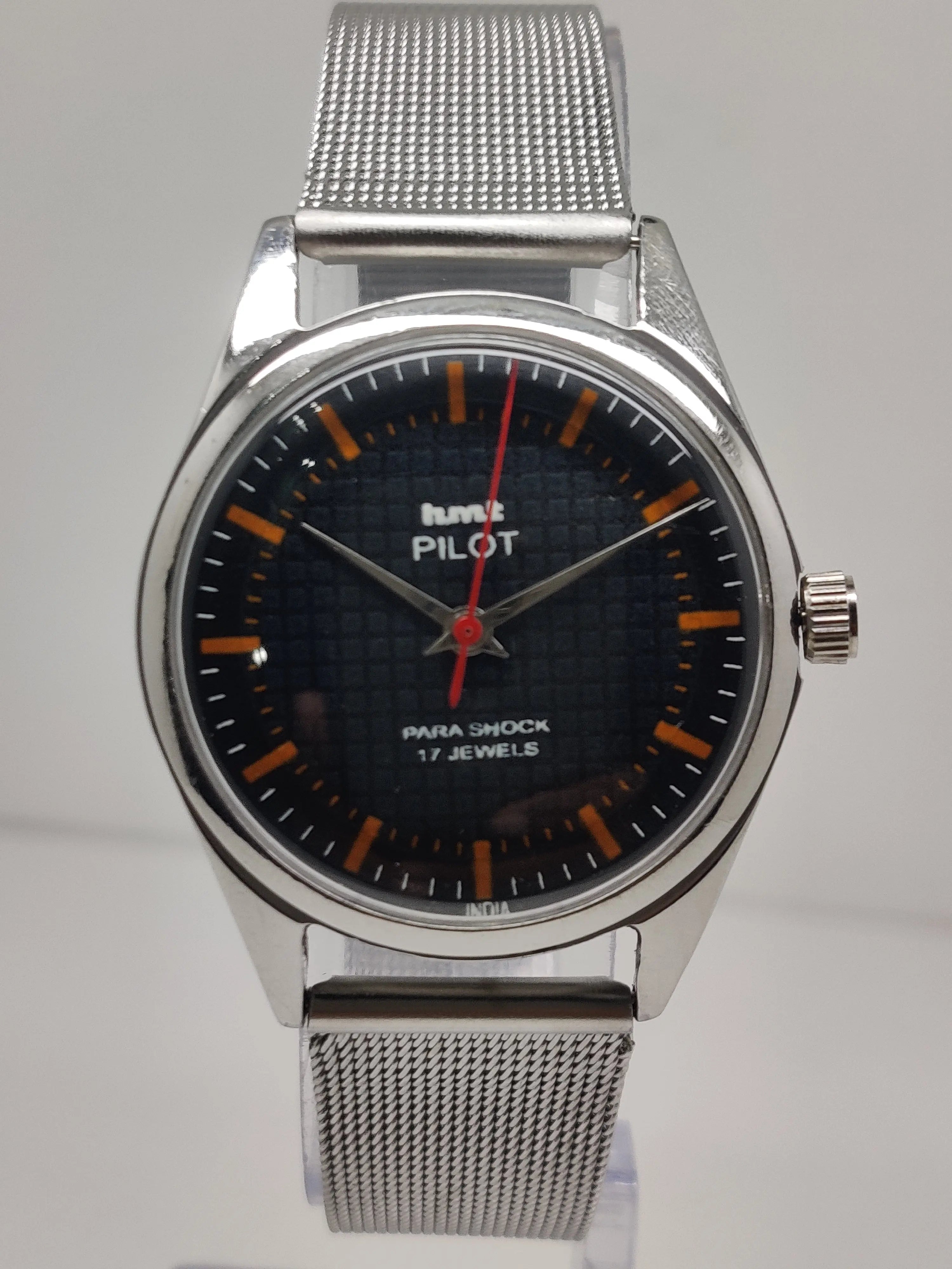Hmt Pilot Mechanical Handwinding Movement stainless Steel Para Shock 17 Jewels Analog Dial Wrist Watch For Men National Watches